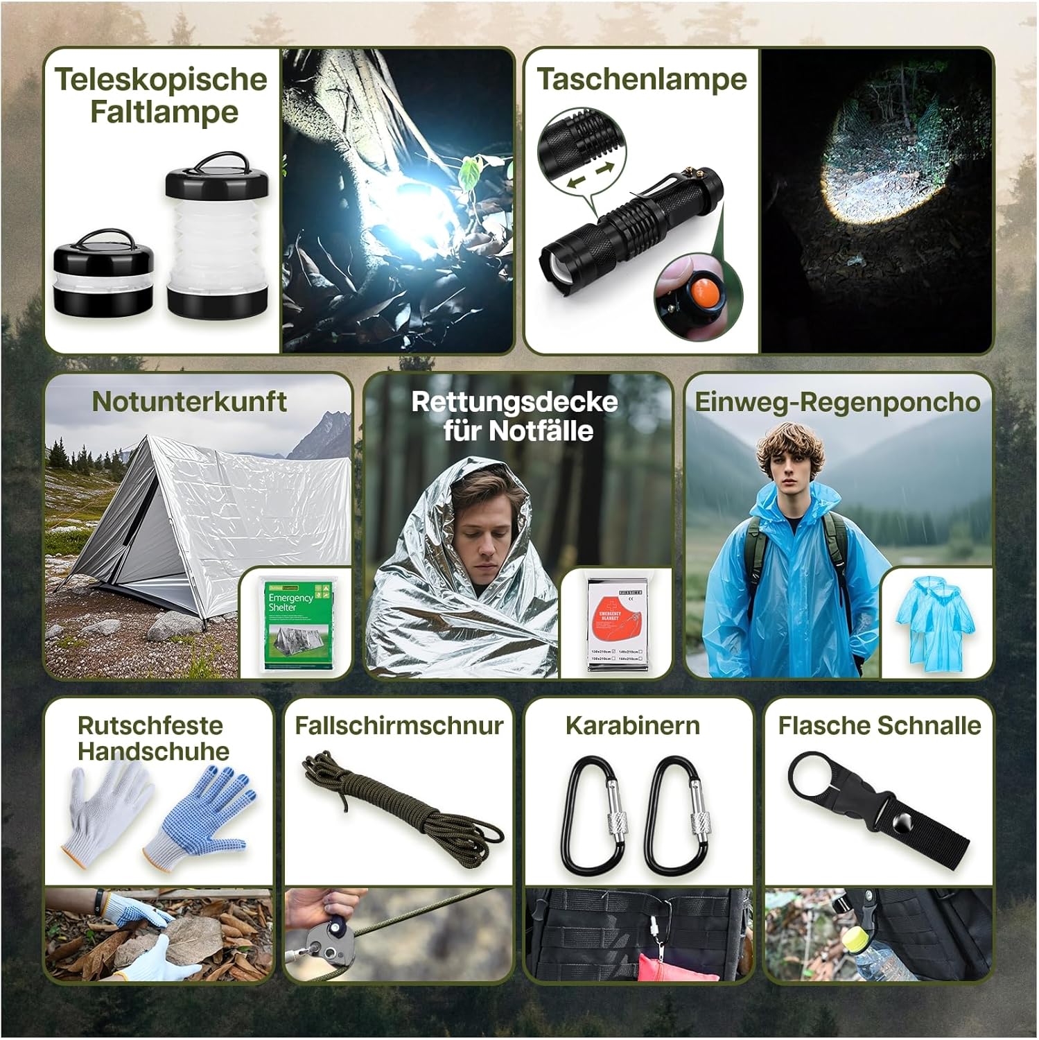 Survival Kit All-in-1 – MMOBIEL Notfallset – Survival-Ausrüstung mit Wasserfilter, Multitool etc. für Outdoor, Camping, Abenteuer, Outdoor-Wandern – Geschenke für Männer – Bild 6