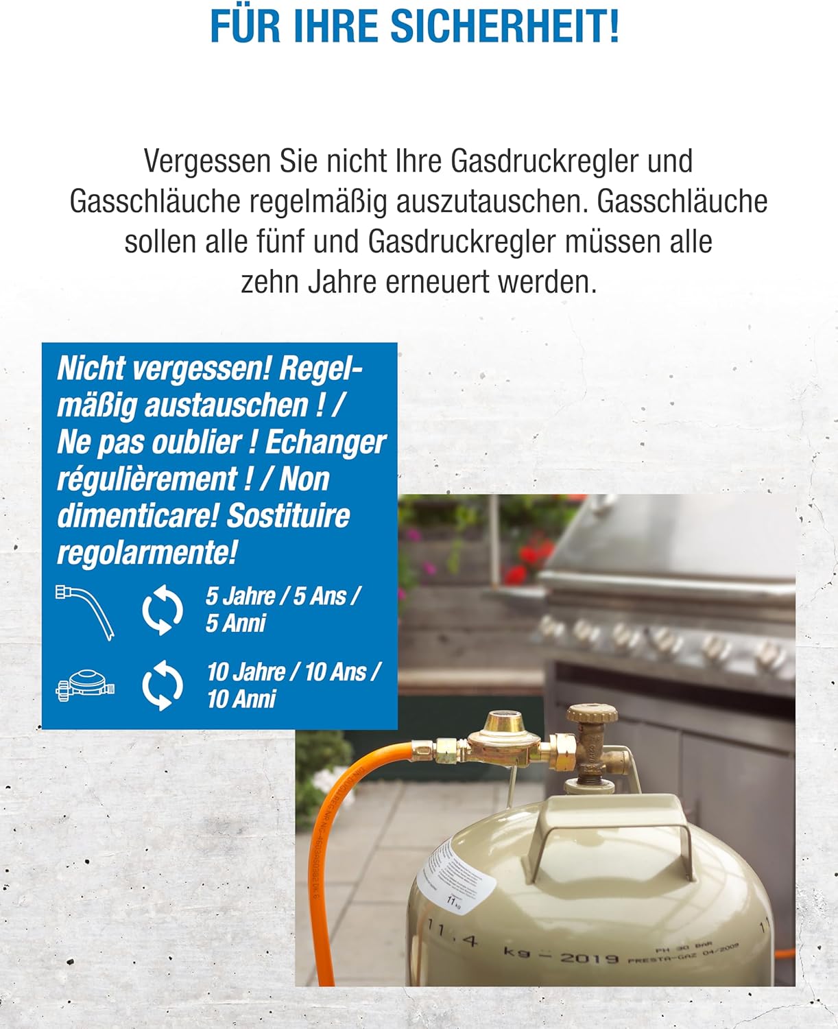 Capri Zweiflammenkocher mit Druckregler + 80 cm Gasschlauch 1/4 Zoll lks. – Bild 5