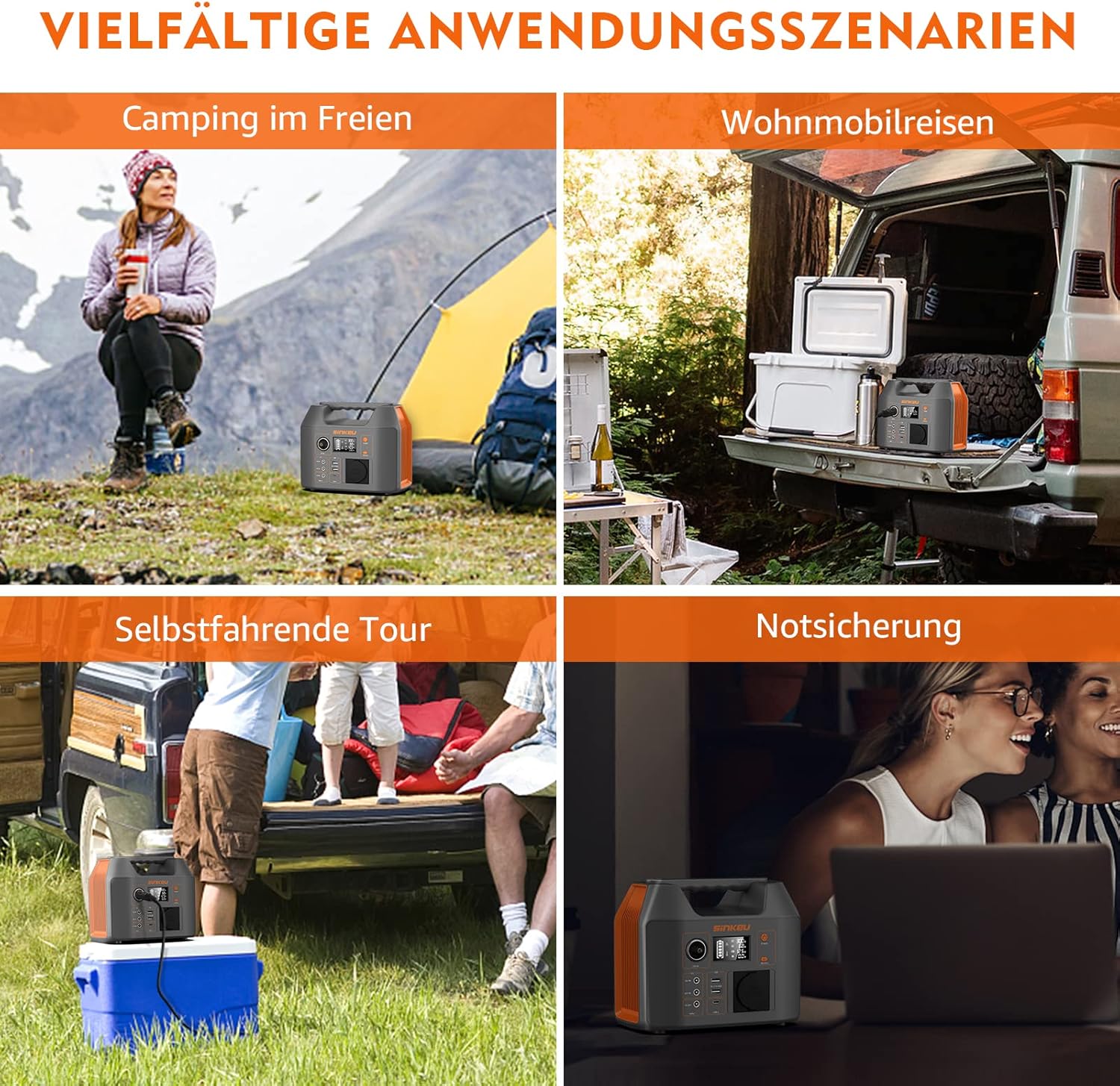 SinKeu Tragbares Kraftwerk 296 WH, Notfall-Solargenerator mit 230 V 300 W reiner Sinuswelle AC-Buchse, 12 V DC, USB, Typ C, LED-Licht, Stromspeicher, für Camping, unterwegs, Stromausfälle – Bild 6