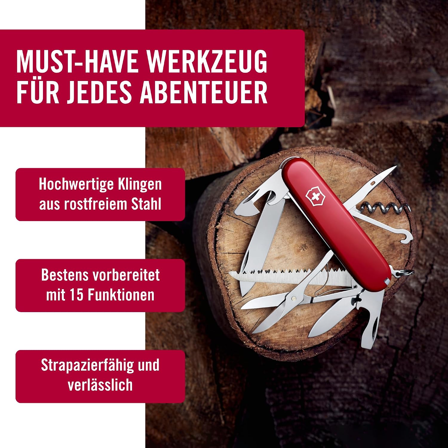 Victorinox Taschenmesser Huntsman, rot – Bild 5