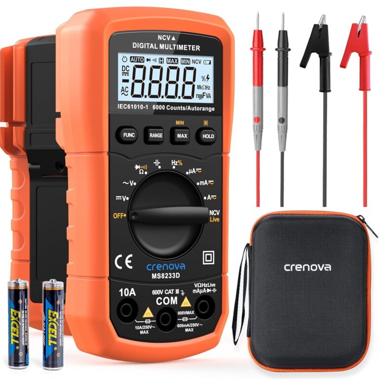 Crenova MS8233D Digital-Multimeter, Spannungsprüfer, Strommessgerät, Voltmeter, Messgerätetester, NCV mit 6000 Count LCD-Display, Hintergrundbeleuchtung