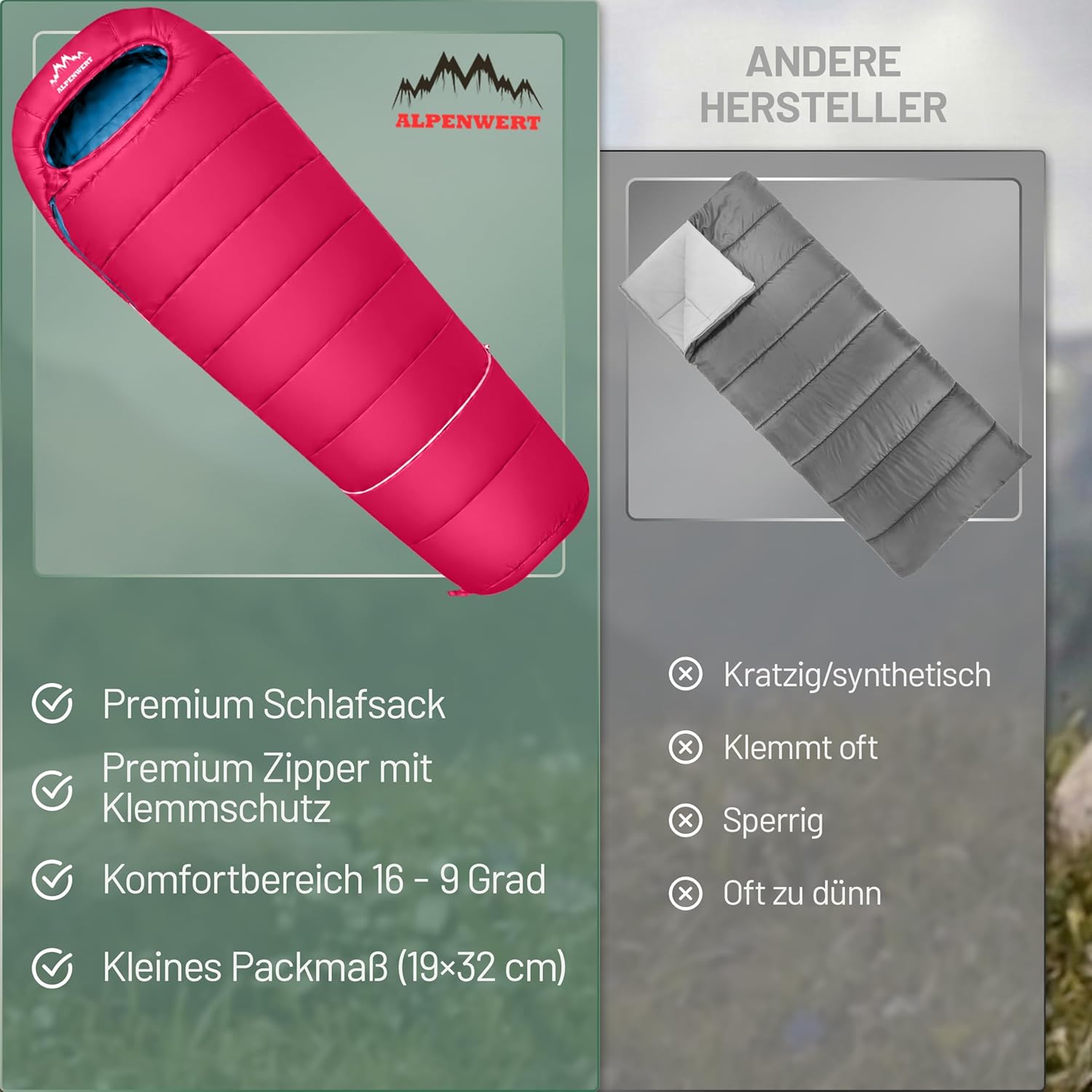 ALPENWERT® Kinder-Sommerschlafsack – wächst mit! (130-170 cm) – nur 920 g, kompakt (32 x 19 cm) – perfekt für Camping, Festival, Outdoor – Mumienschlafsack ab 6 Jahren – Bild 6
