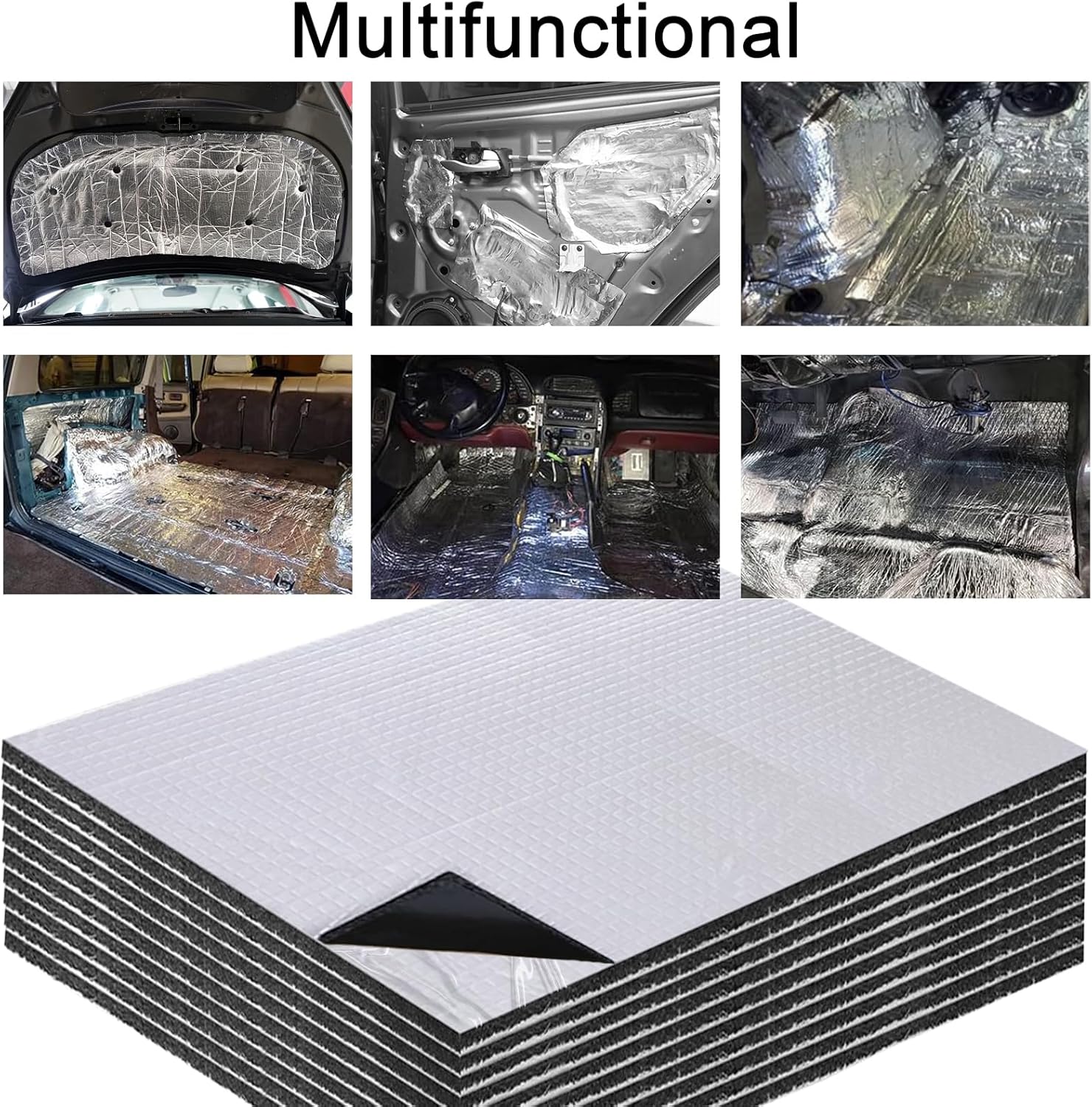 Auto-Dämmmatte, 10 Stück, 40 x 25 cm, Schalldämmmatte, selbstklebend, feuerfest, feuchtigkeitsbeständig, wasserdicht (5 mm) – Bild 7