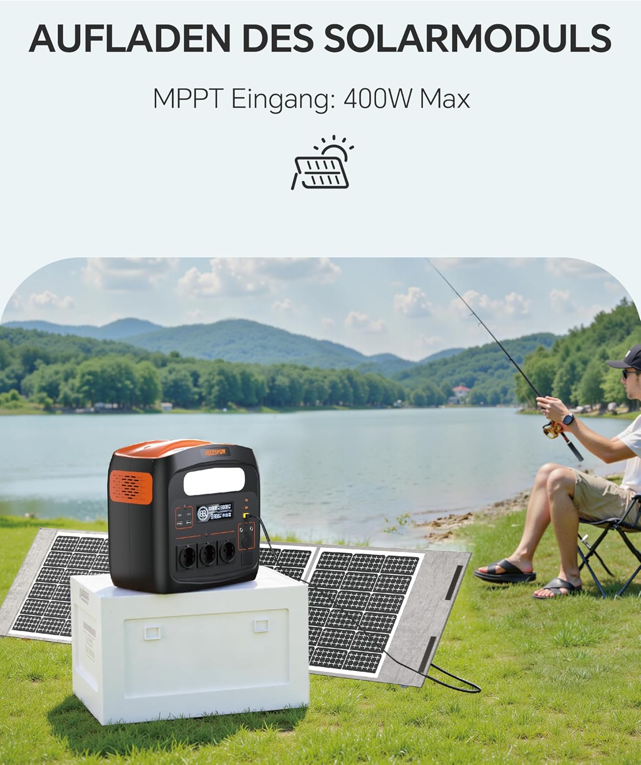 Tragbares Kraftwerk 1800 W (Spitze 3600 W)/1102,5 Wh, LiMnFePO4-Akku, 0–100 % aufgeladen in 65 Minuten, USB-C 100 W, Gleichstromausgang, 230 V AC-Steckdosen, Mppt 400 W Solarladung, Solargenerator für Camping – Bild 5