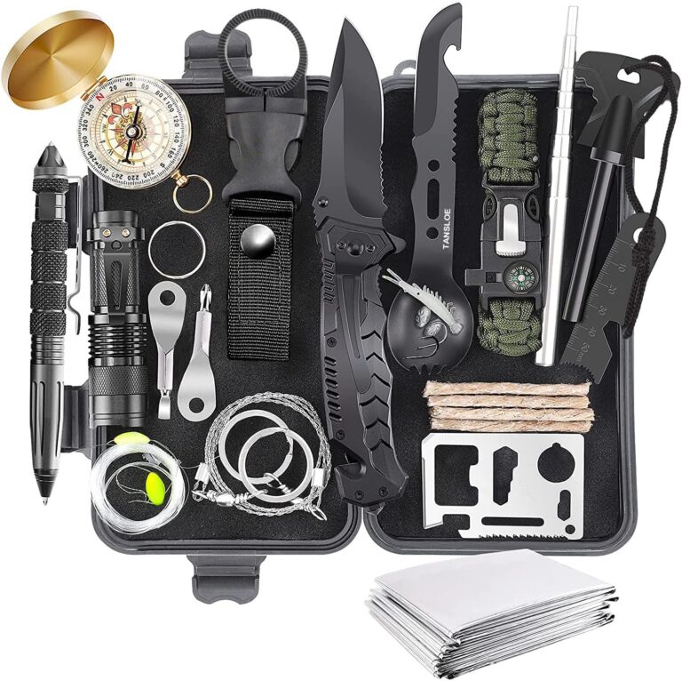 Survival-Kits, 30-in-1-Vorbereitung für Outdoor-Camping, Notfallausrüstung für Outdoor-Wandern, Wildnis, Bushcraft, coole Gadgets mit Outdoor-Messer, Kompass, Survival-Armband-Set