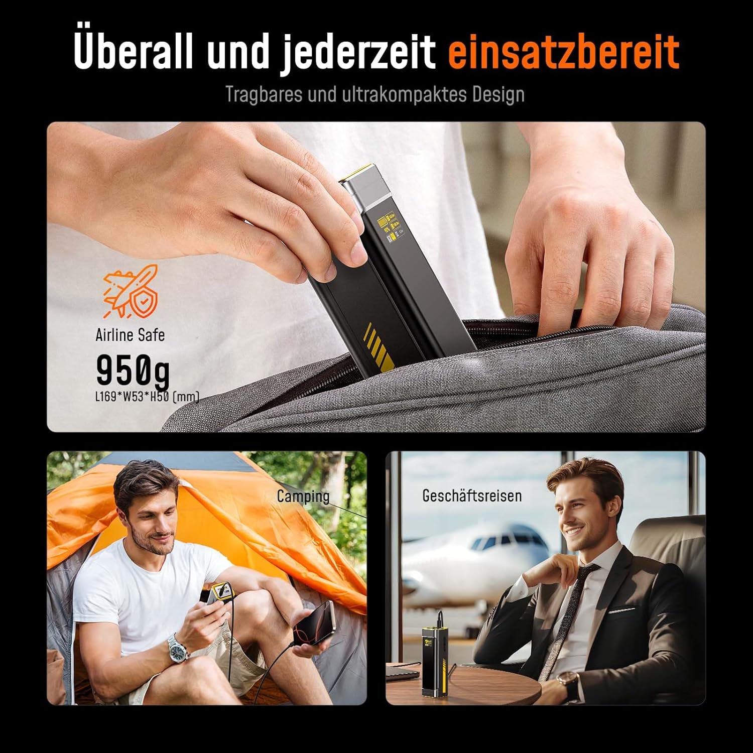 AOHI 240 W Laptop Power Bank 27600 mAh Tragbares Schnellladegerät The Future Starship 140 W PD 3.1 Großer Camping-Akku für MacBook Pro, iPad Pro, iPhone 17 Pro Max, Galaxy, Steam Deck, Grau – Bild 7