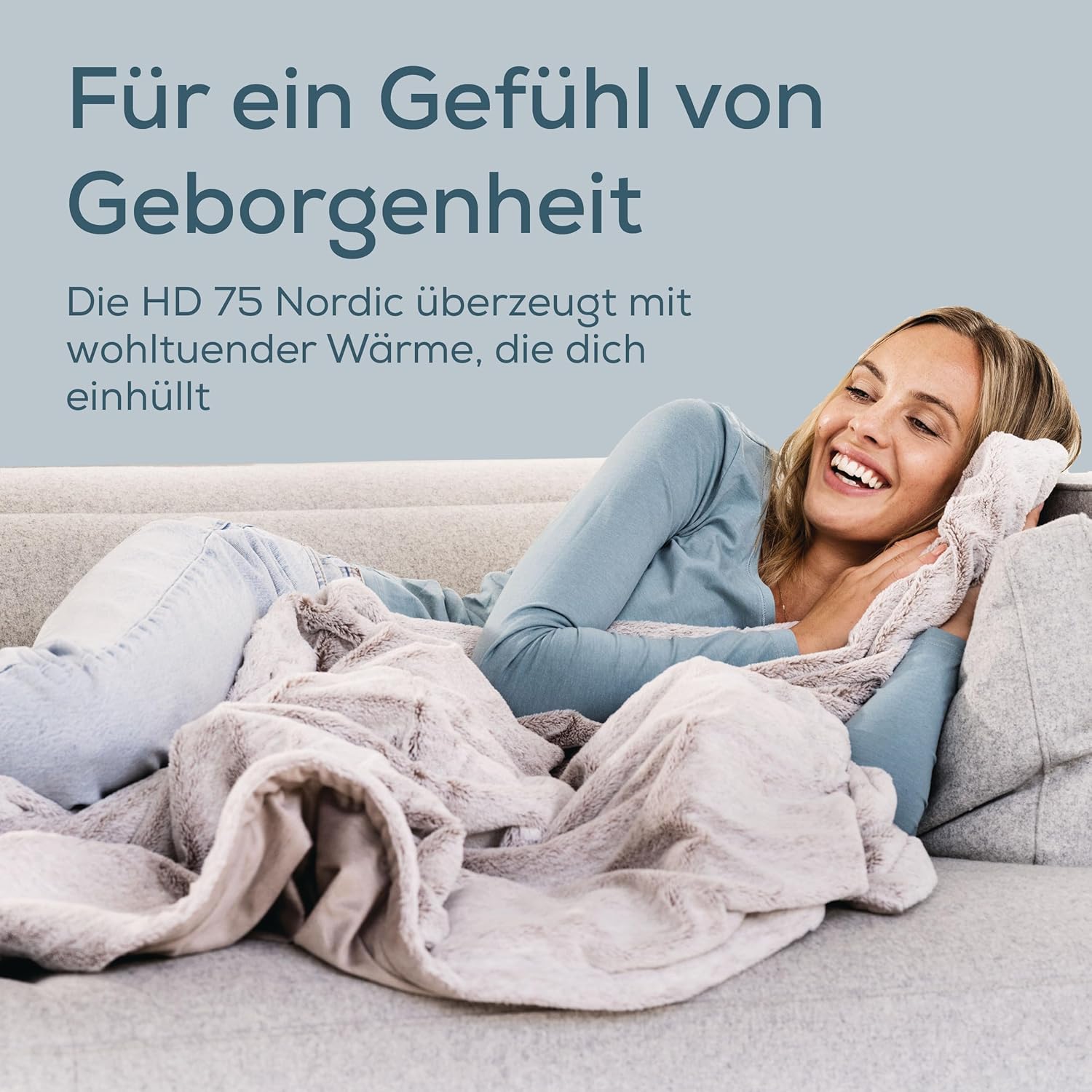 Beurer HD 75 Nordic Heizdecke, gemütliche Felloptik, 6 Temperatureinstellungen, maschinenwaschbar, mit Abschaltautomatik, Beige/Braun – Bild 2