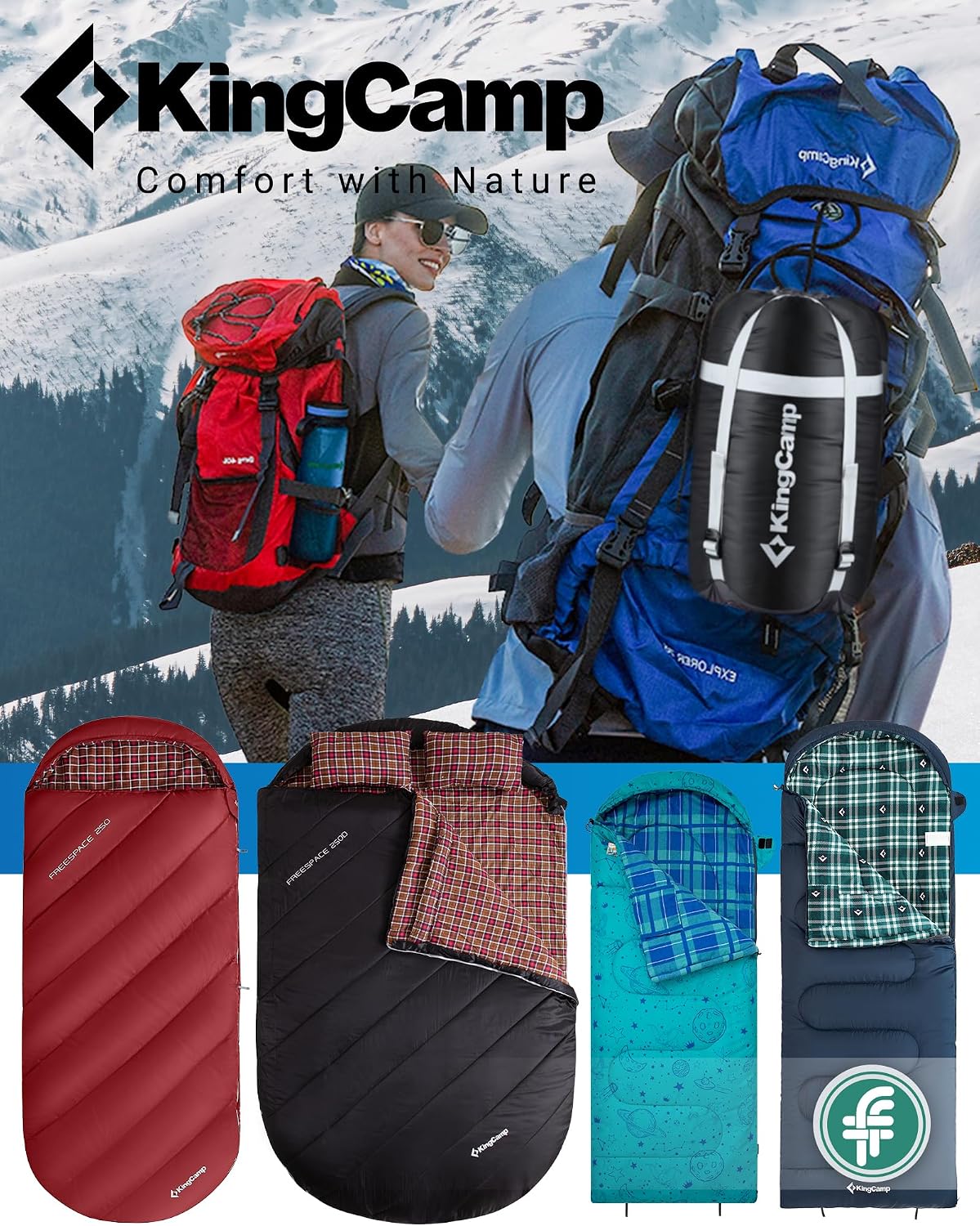 KingCamp Schlafsack XXL Baumwolle Flanell Erwachsene Übergröße | Deckenschlafsack für Winter&Sommer.Extra breit 220x100cm für Bewegungsfreiheit.Ideal Camping Outdoor – Bild 8