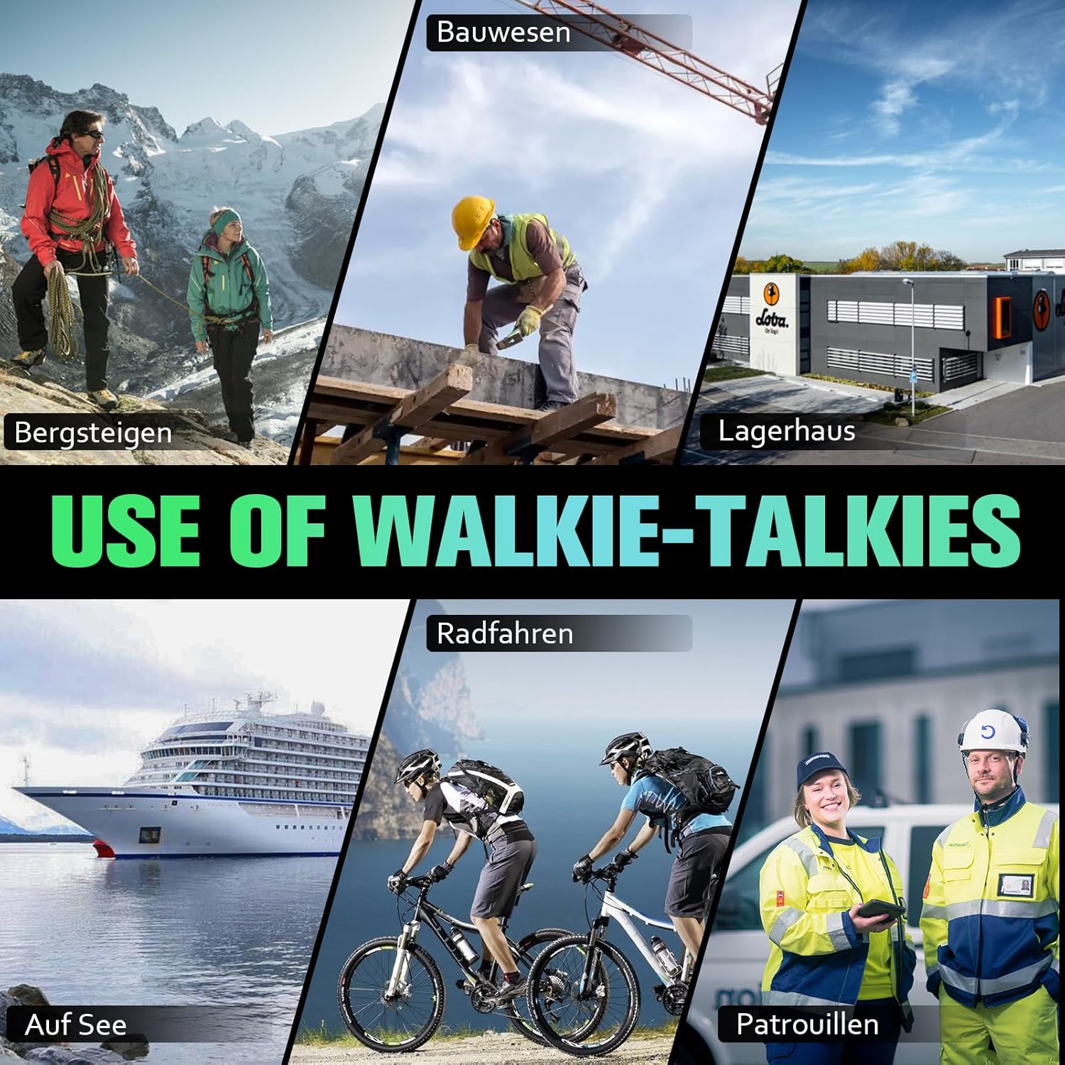 EP31 Walkie Talkie (4 Stück), IP54 wasserdichte Walkie Talkies, PMR446 Long Range Walkie Talkie, 2 in 1 TYPE C Ladekabel, mit USB Ladestation, Original Kopfhörer.(Schwarz) – Bild 7