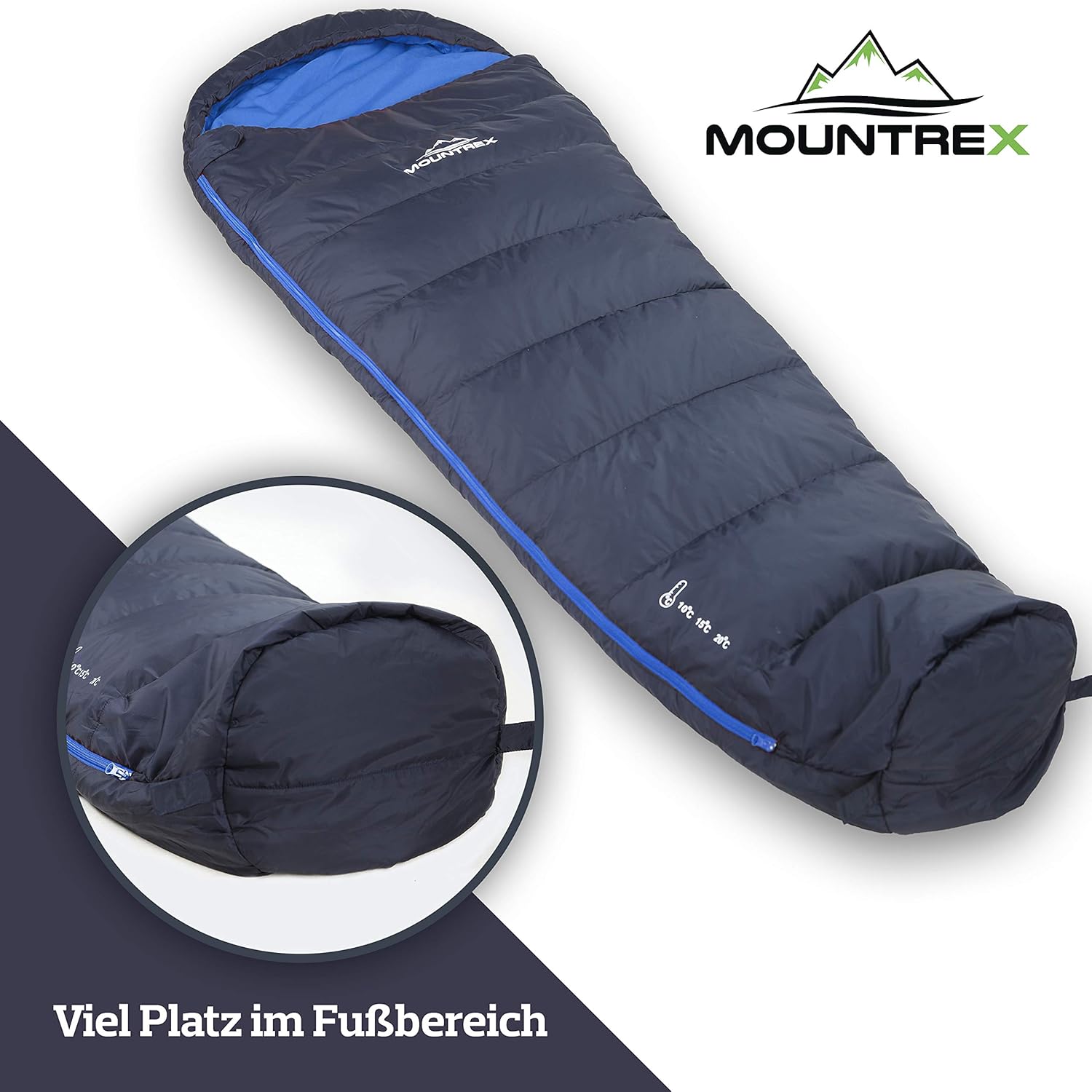 Mountrex Schlafsack – kleines Packmaß und ultraleicht (720 g / 1500 g) – Outdoor-Sommerschlafsack (100 g/m²) / 3 – 4 Jahreszeiten (300 g/m²) Mumienschlafsack – Camping, Reisen, Festival – warm und zusammenzippbar – Bild 8