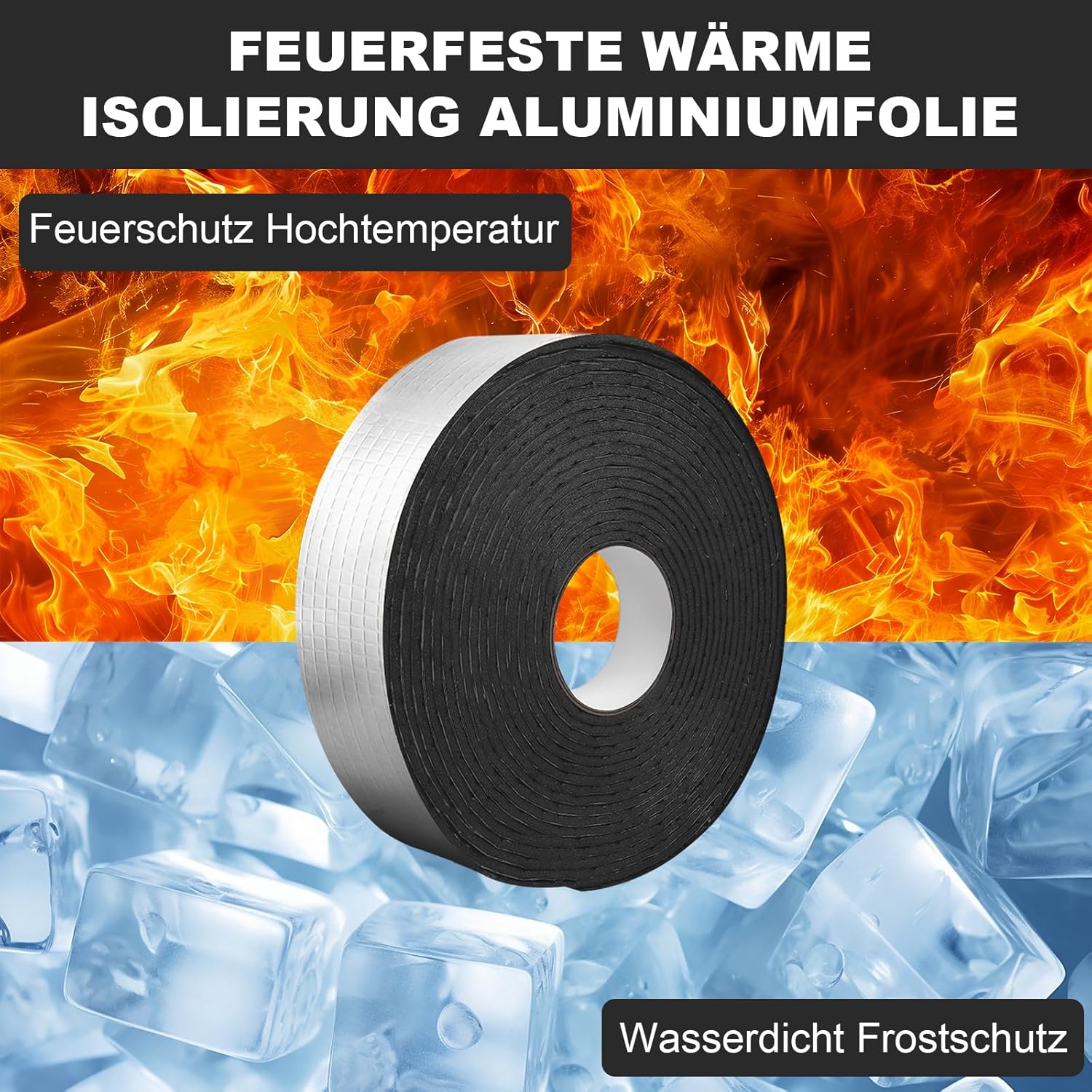 Rohrisolierung Selbstklebender Isolierkanal 5 cm x 10 m Rohrisolierung Schaumisolierung zum Umwickeln von Rohren für Rohrummantelungen, Heizungsrohre und Rohrschutz-Isolierband – Bild 3