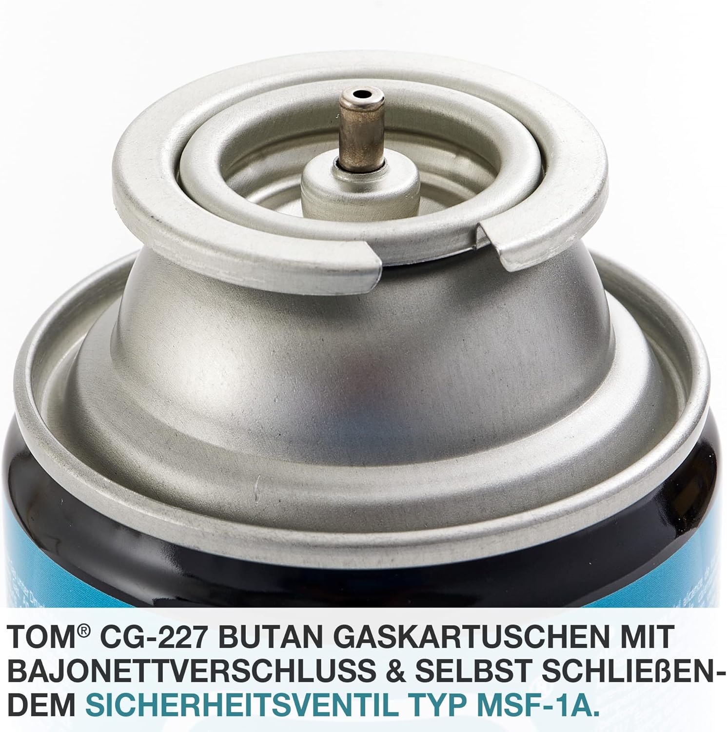TOM 8 x 12 x oder 28 x Butangaskartuschen 227 mit MSF-1A Bajonettventil – Die Butangaskartuschen sind ideal für Campingkocher, Gaslampe usw. oder für Unkrautbrenner, Flächenbrenner – Bild 4