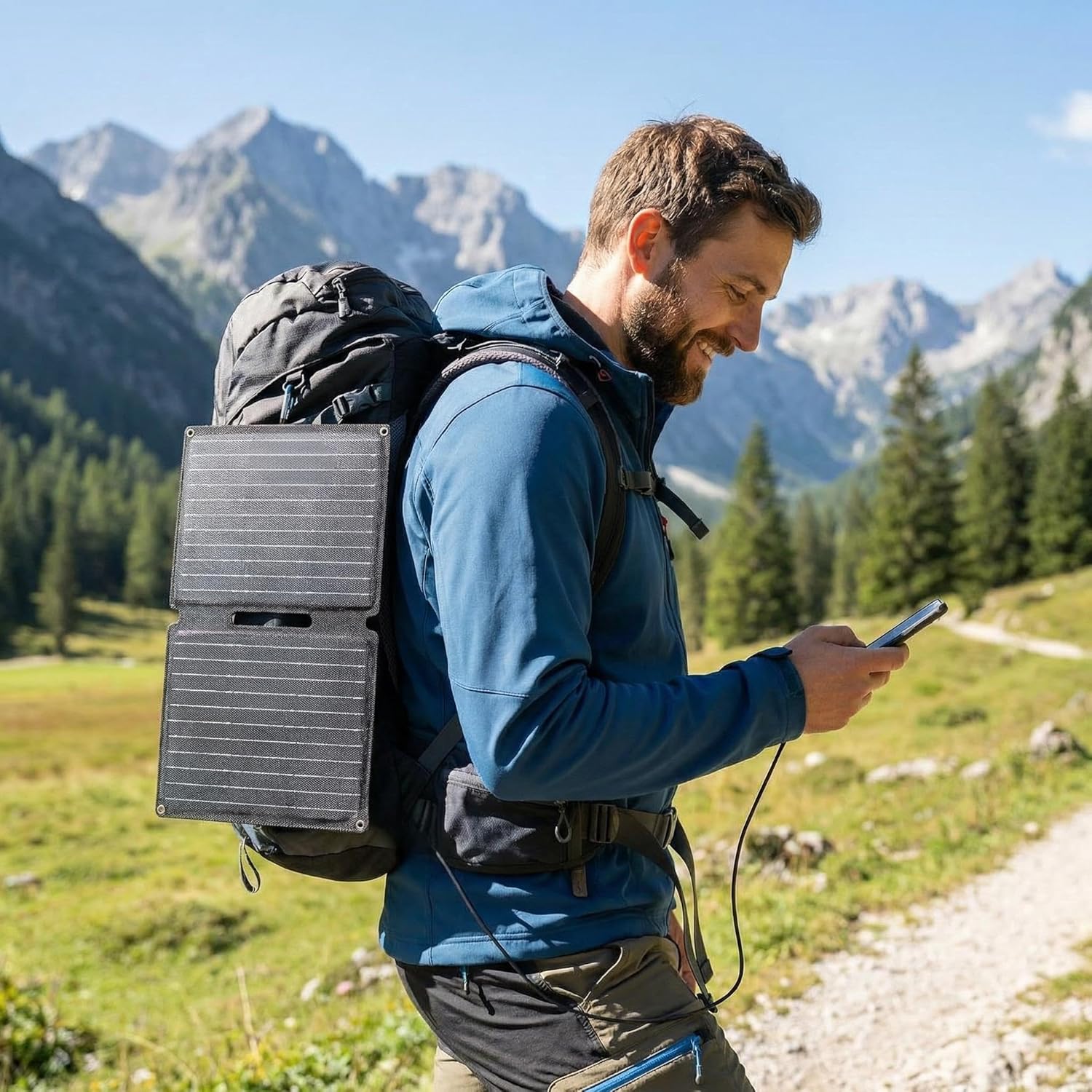 Tragbares Solarladegerät, 20 W Solarpanel faltbar mit 2 Anschlüssen (USB-C + USB-A), IP44 wasserdichtes tragbares Solarladegerät, Handy-Solarpanel im Freien, Camping-Ladegerät für Smartphone – Bild 5