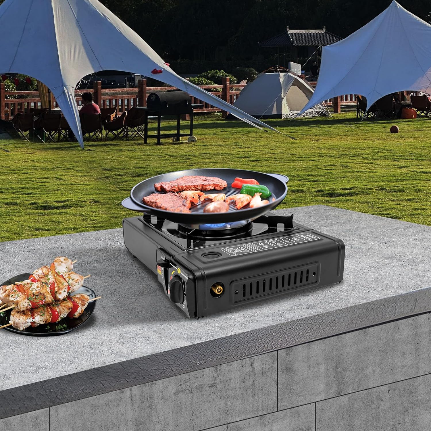 Tragbarer Gasgrill, BBQ-Grill, Grill im Freien, Campingkocher, Camping-Gasgrill, kleines Grillnetz, Tischgrill, Campinggrill, Picknick-Grill, für Camping, Reisen und Kochen im Freien – Bild 6