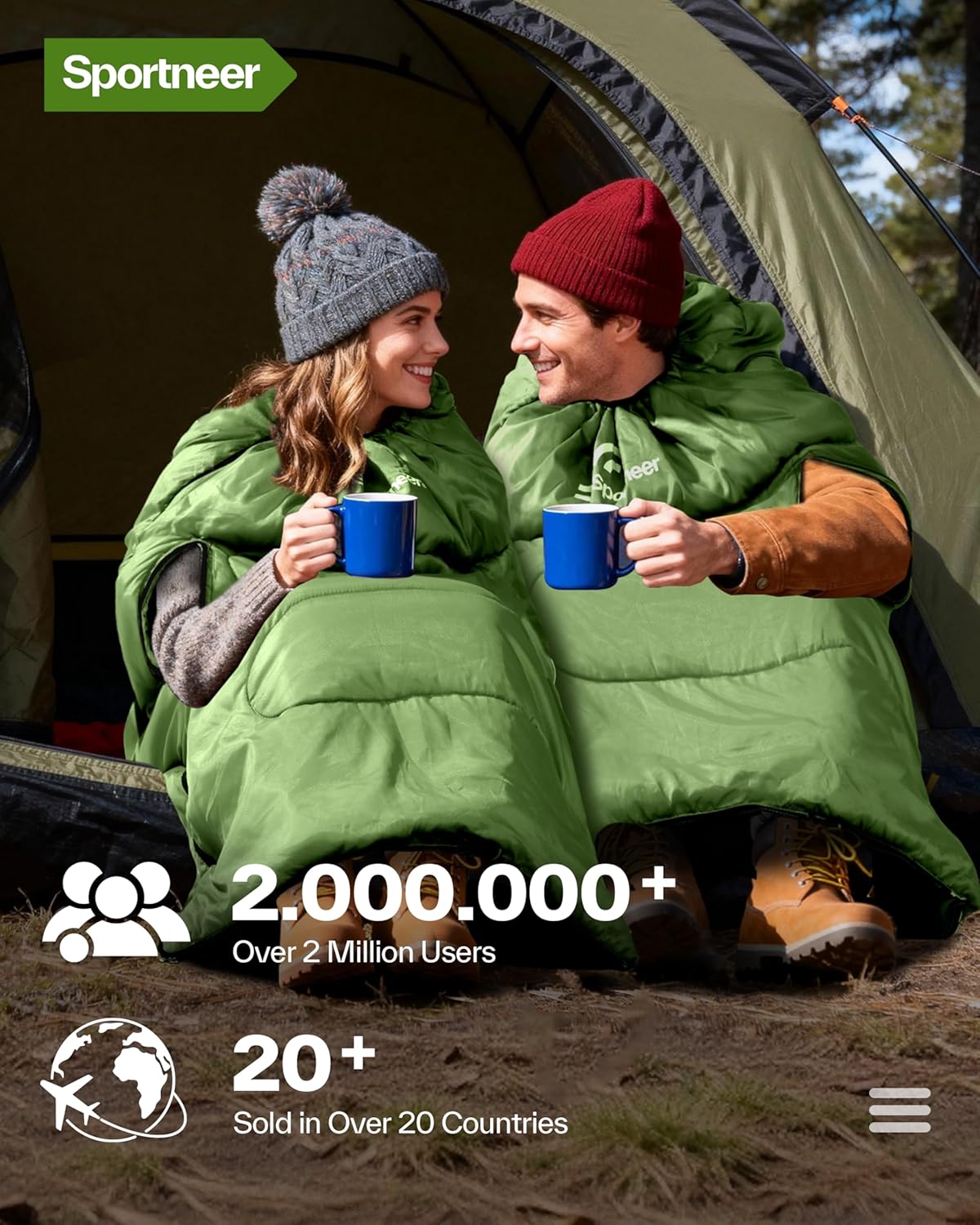 Sportneer Outdoor-Schlafsack, 3–4 Jahreszeiten, für Erwachsene, warmer Schlafsack für Camping, Reisen und Outdoor-Aktivitäten – Bild 7