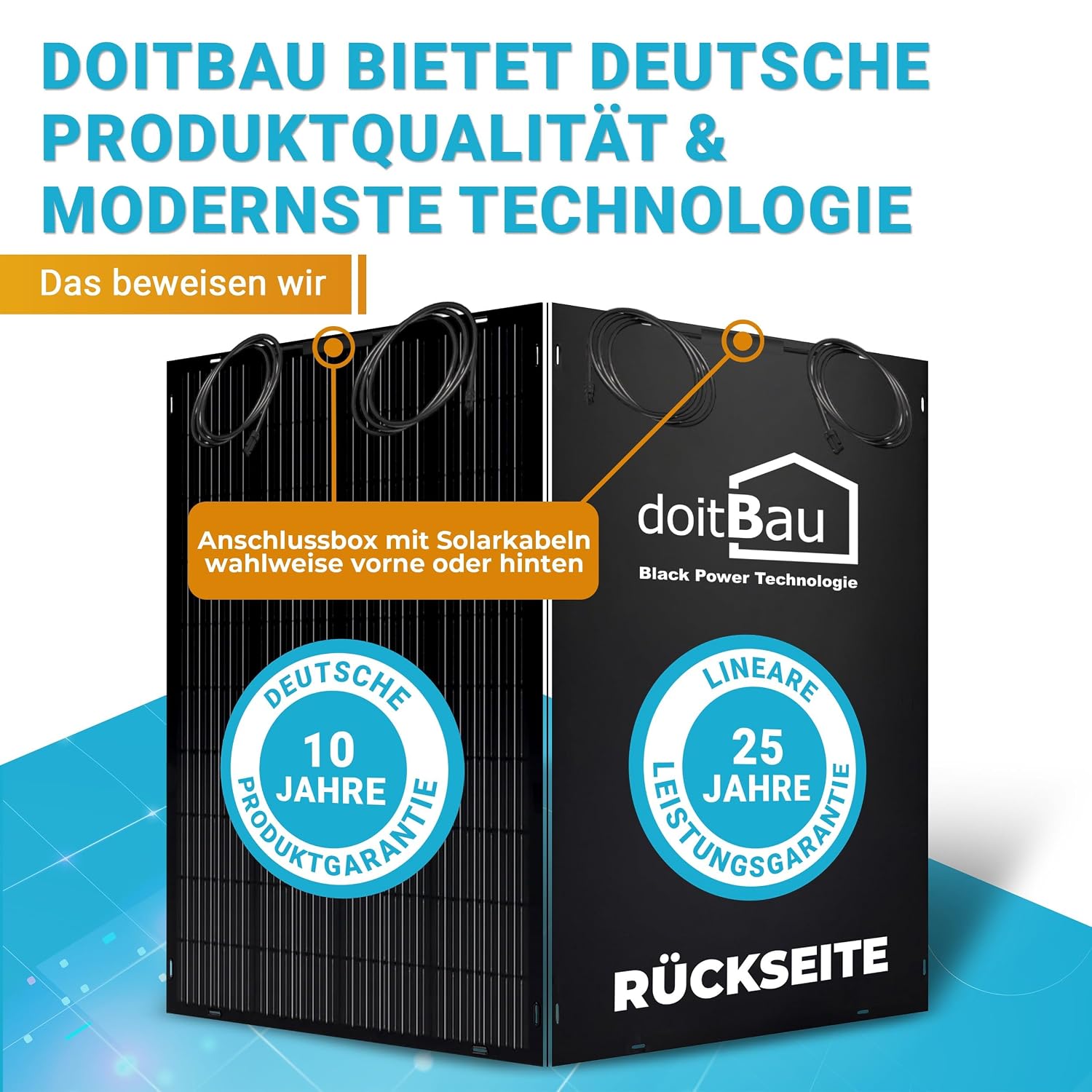 doitBau Flexibles Solarpanel 200 W, komplett schwarz mit Backbox – ultradünn 2 mm, 1,9 kg – 1352 x 770 mm für Wohnmobil, Boot, Balkon und Dach – Bild 6