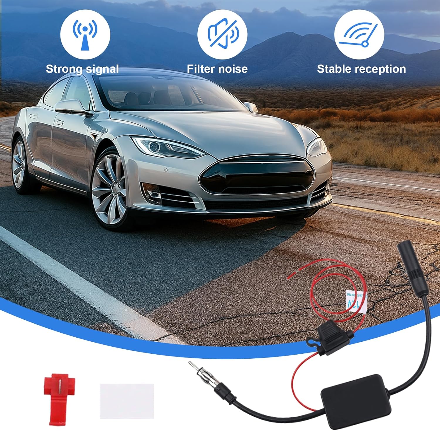 Menibeuty Autoradio Antennenverstärker Universal 12V FM/AM, Autoantenne Signalverstärker Autoantennenverstärker, Dab Splitter Autoradio Dab Antenne Auto für Autoradios Auto FM Radio Antenne – Bild 4