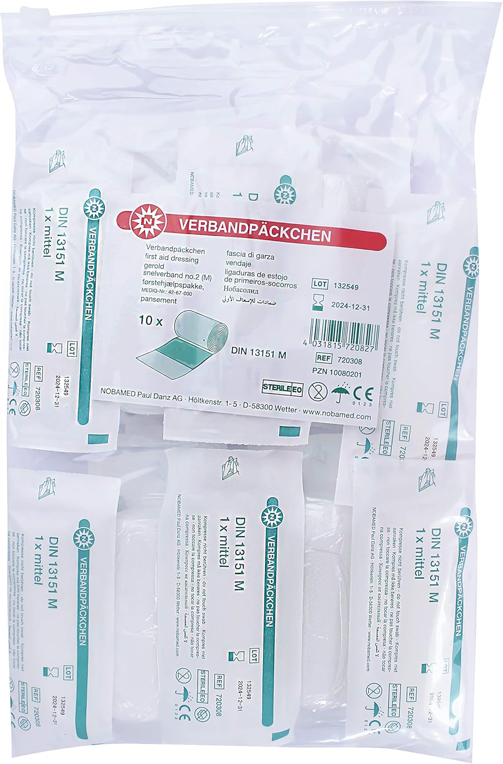 10x Pack Erste-Hilfe-Set Verbandskasten, steril, DIN13151 Erste Hilfe, S, M, L