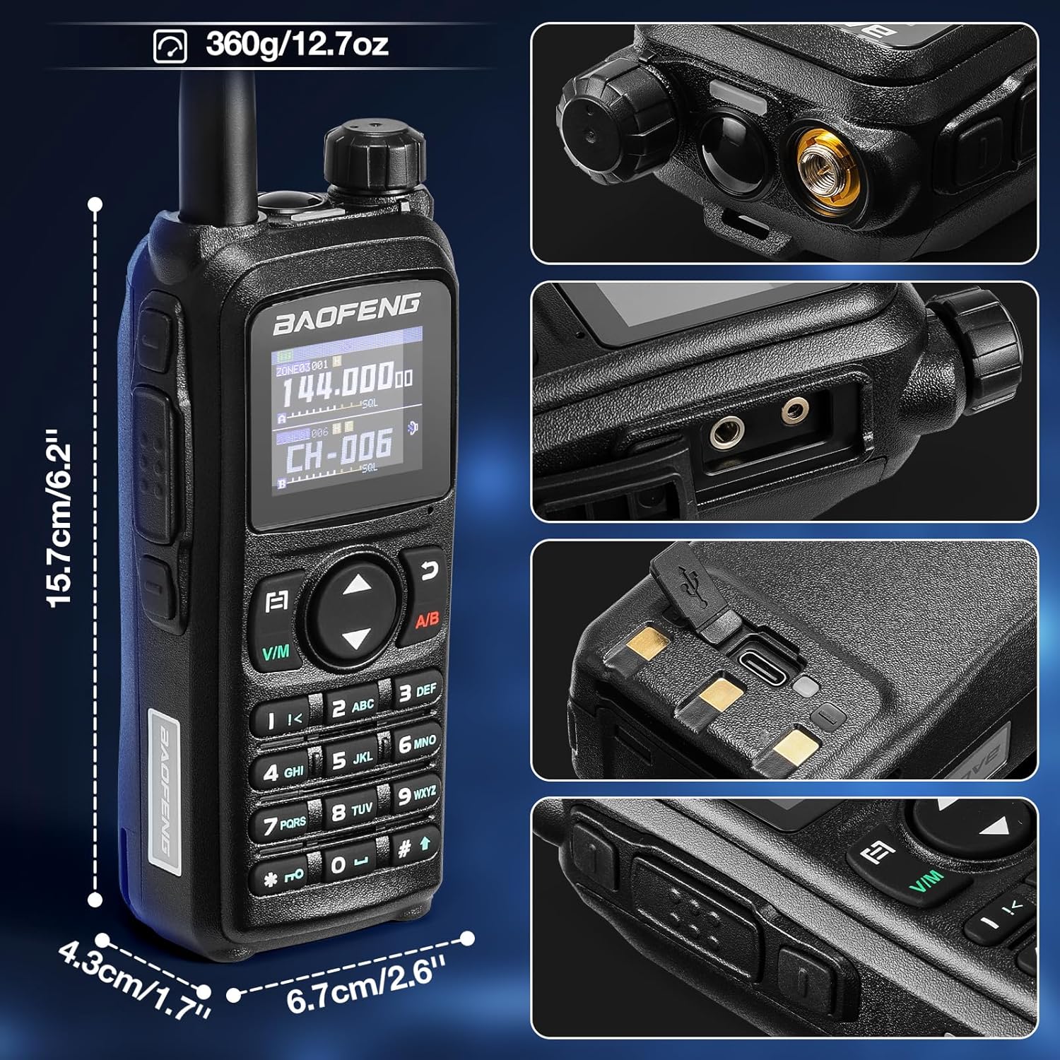 BAOFENG UV-28 Plus Amateurfunkgerät mit GPS-Navigation, APP-Programmierung, 10-W-Dualband-Funkgerät mit großer Reichweite und Frequenzkopie, 1000 Kanäle, 1,77-Zoll-Farbdisplay, 2200-mAh-Akku – Bild 7