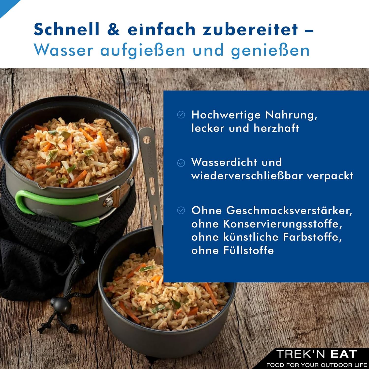 Trek'n Eat Gartengemüserisotto – Vegetarisches Outdoor-Gericht mit Reis und Gemüse | Gefriergetrocknete Trekkingmahlzeit für Camping, Expedition und Notversorgung – Bild 4