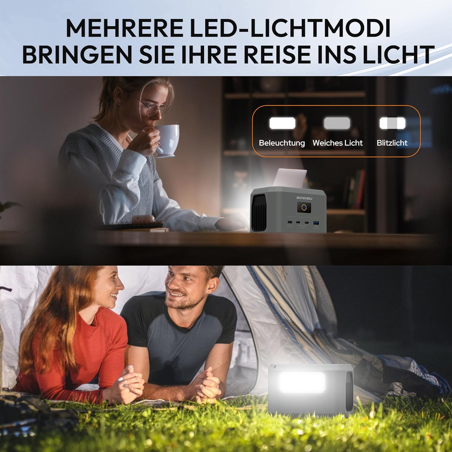 SinKeu Tragbares Kraftwerk, 96 Wh LiFePO4-Akku mit 3 Anschlüssen, USB-C 100 W Eingang/Ausgang, Schnelllade-Akku für Reisen, Notstromversorgung – Bild 7