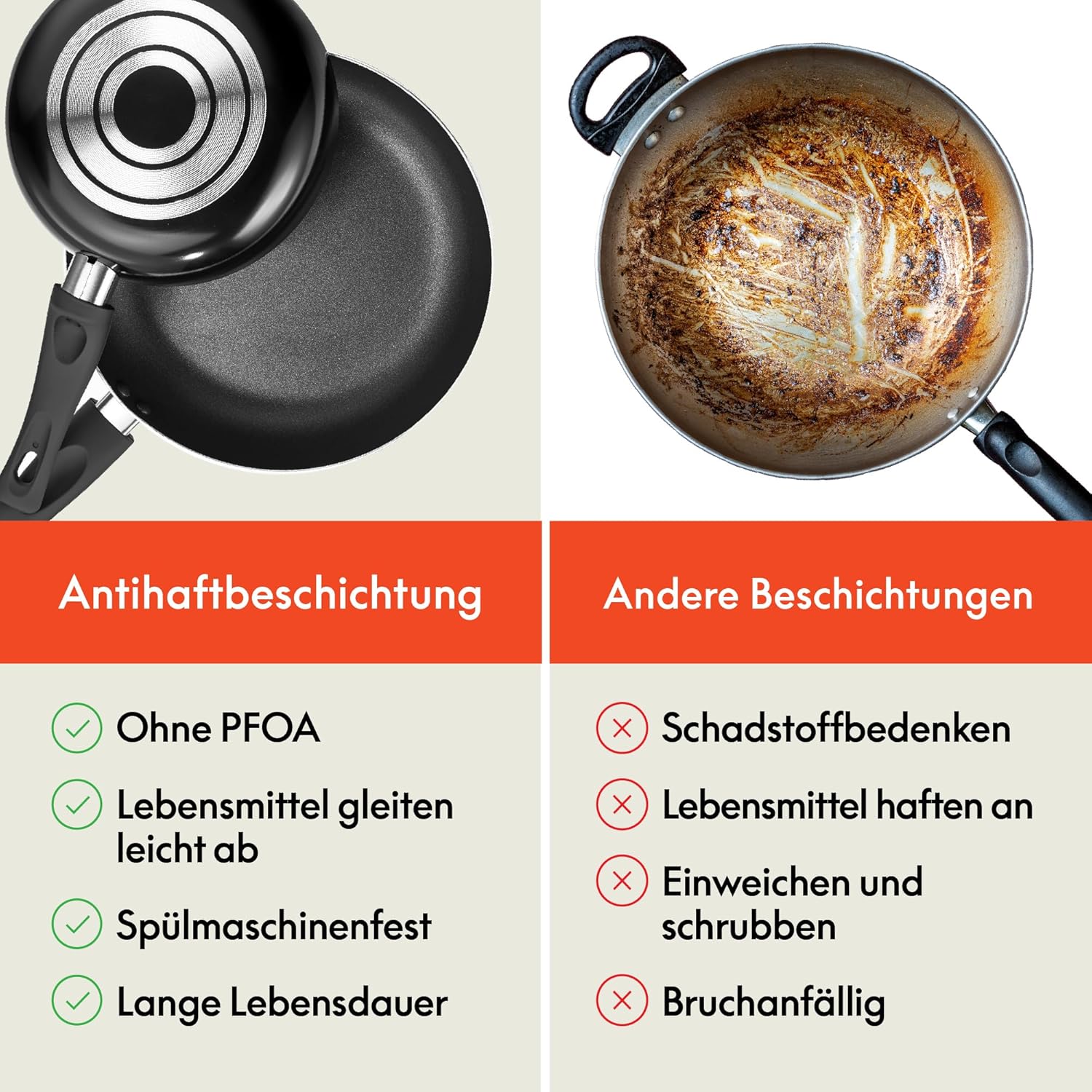 bella Antihaft-Kochgeschirr-Set mit Glasdeckel – Backzubehör, Töpfe und Pfannen, Aufbewahrungsschüsseln und Utensilien aus Aluminium, für alle Herdarten geeignet, 21-teilig, Schwarz – Bild 2