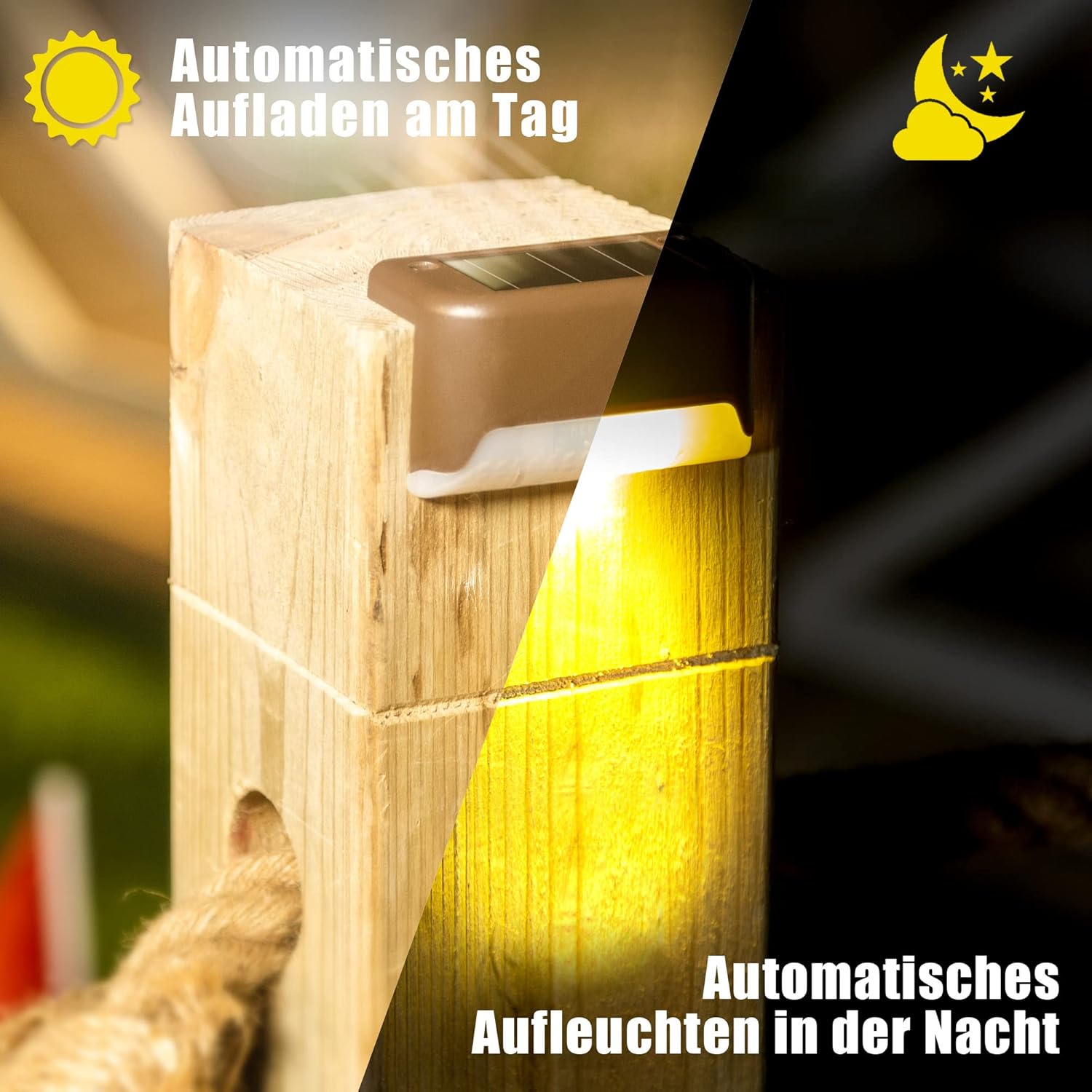 Solpex Solarleuchten, wasserdichte LED-Beleuchtung für Außentreppen, Stufen, Zaun, Hof, Terrasse, Dachrinne, Weg, Dekoration, 12 Stück, warmweißes Licht – Bild 2