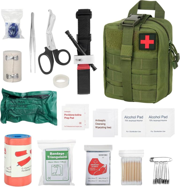 Erste-Hilfe-Set für den Außenbereich, 46-teilig, medizinische taktische Tasche, Erste-Hilfe-Trauma-Set, Erste-Hilfe-Set Militär, Notfall-Trauma-Überlebensausrüstung für Camping, Wandern, Zuhause (grün)