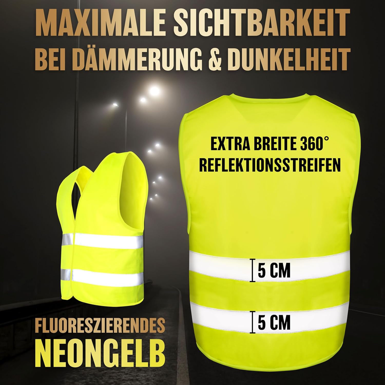 HELDENWERK Auto-Sicherheitsweste 2er-Set für Erwachsene, europaweit einsetzbar – Reflektierende Sicherheitswesten 2026 – Auto-Sicherheitsweste, Pannenweste, Autoweste – Bild 2