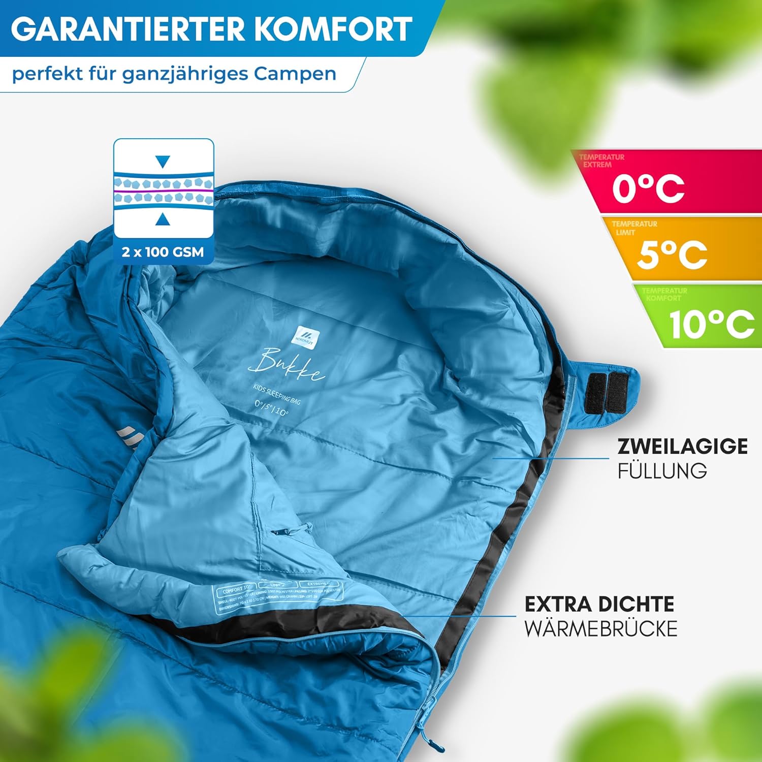 Mitwachsender Kinderschlafsack von NORDMUT für zuverlässigen Kälteschutz – Kinderschlafsack aus ungiftigen Materialien – 3-Jahreszeiten-Kinderschlafsack (200 GSM) für Outdoor-Abenteuer – Bild 4