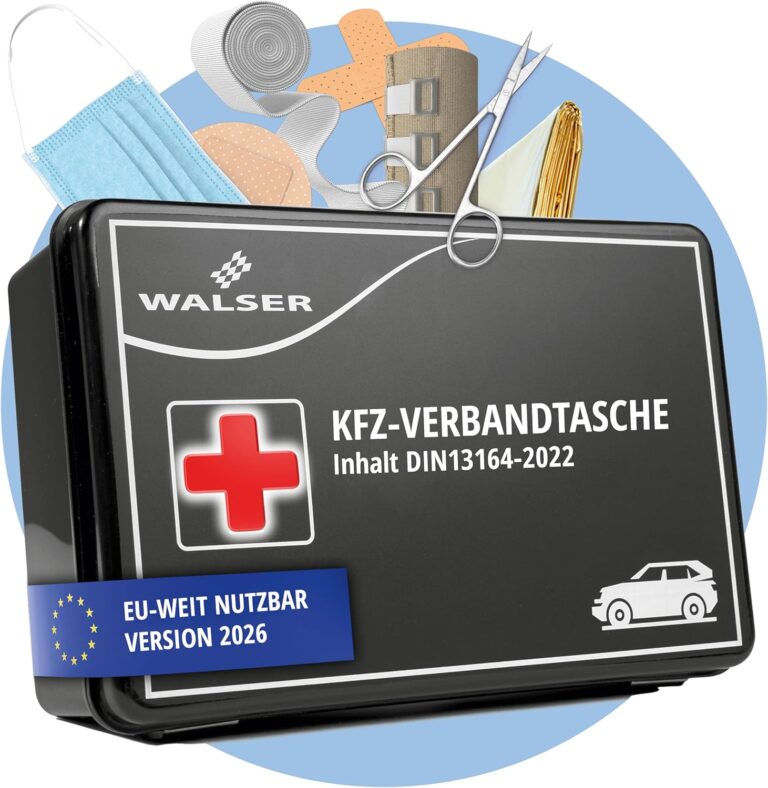 WALSER Verbandskasten Auto 2026, Verbandskasten Auto Auszeichnung sehr gut, Verbandskasten Auto 2026 europaweit einsetzbar, Verbandskasten, Verbandstasche Auto, Verbandskasten DIN 13164