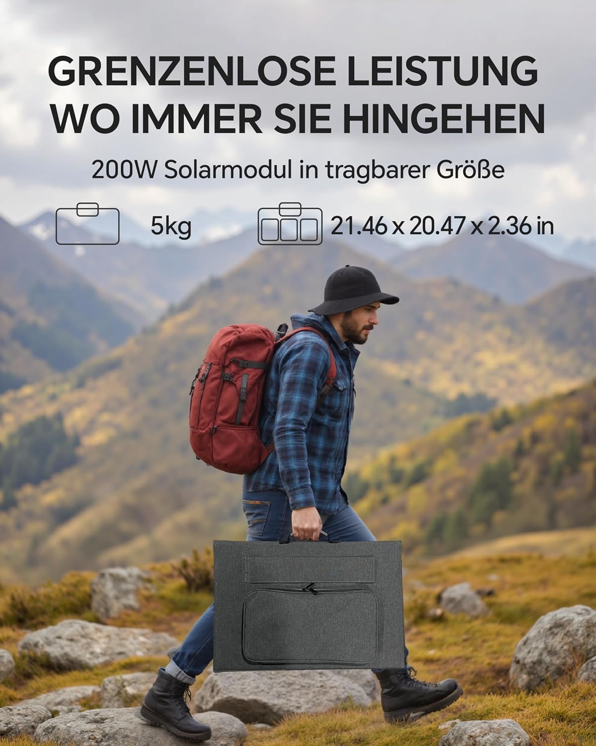 Tragbares Kraftwerk mit 200 W Solarpanel, Solargenerator 1800 W, 1024 Wh LiFePO4-Akku, PD 100 W, USB-C/AC/DC, Solarladung, für Camping, Notstrom, Outdoor – Bild 4