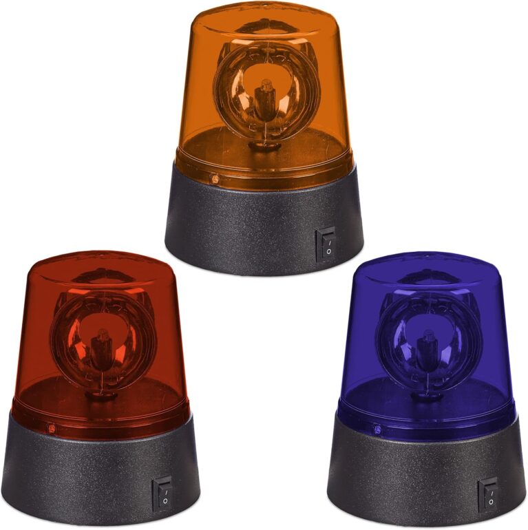 Relaxdays Rundumkennleuchte LED Blaulicht, batteriebetrieben, bunt | 3-teiliges Set. Satz