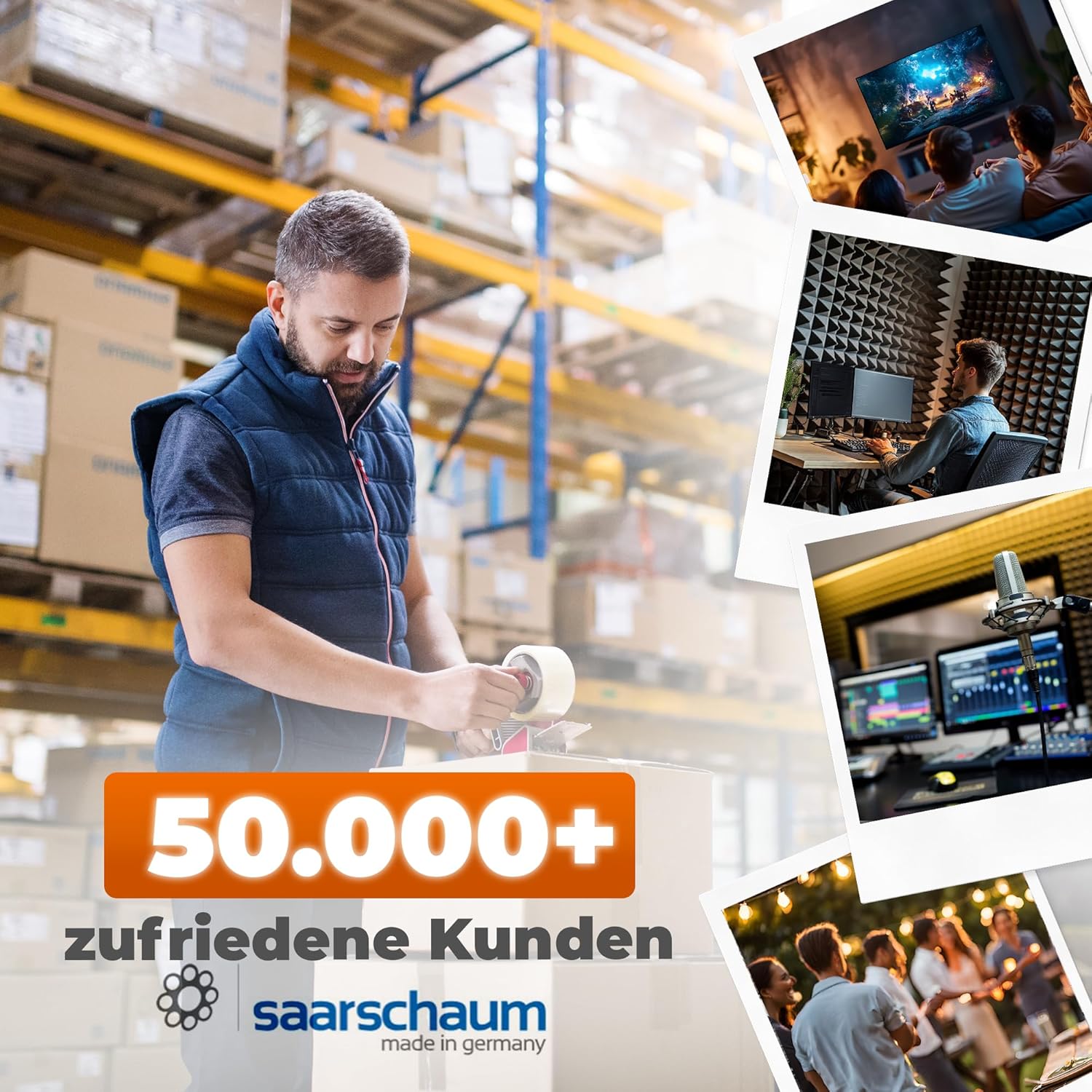 saarschaum Akustikschaumplatten – Effektive Schallabsorption – Pyramidenschaum 100 x 200 x 5 cm, Dunkelgrau – Bild 7