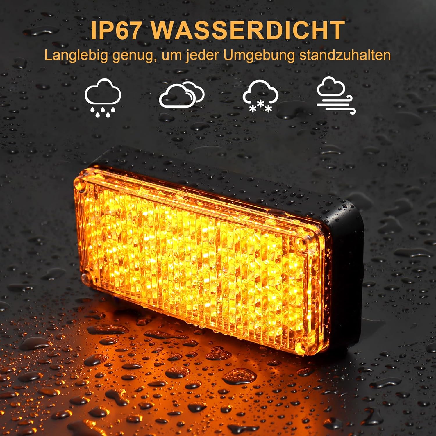 Dinfu LED-Warnleuchte, Batterie mit Fernbedienung, 12 V, gelbes Blinklicht, Auto-Magnet, kabellos, 5 Modi, wiederaufladbar, tragbar, LED-Blitzlicht mit Ladekabel für Auto, LKW, Traktor, Auto, LKW – Bild 6