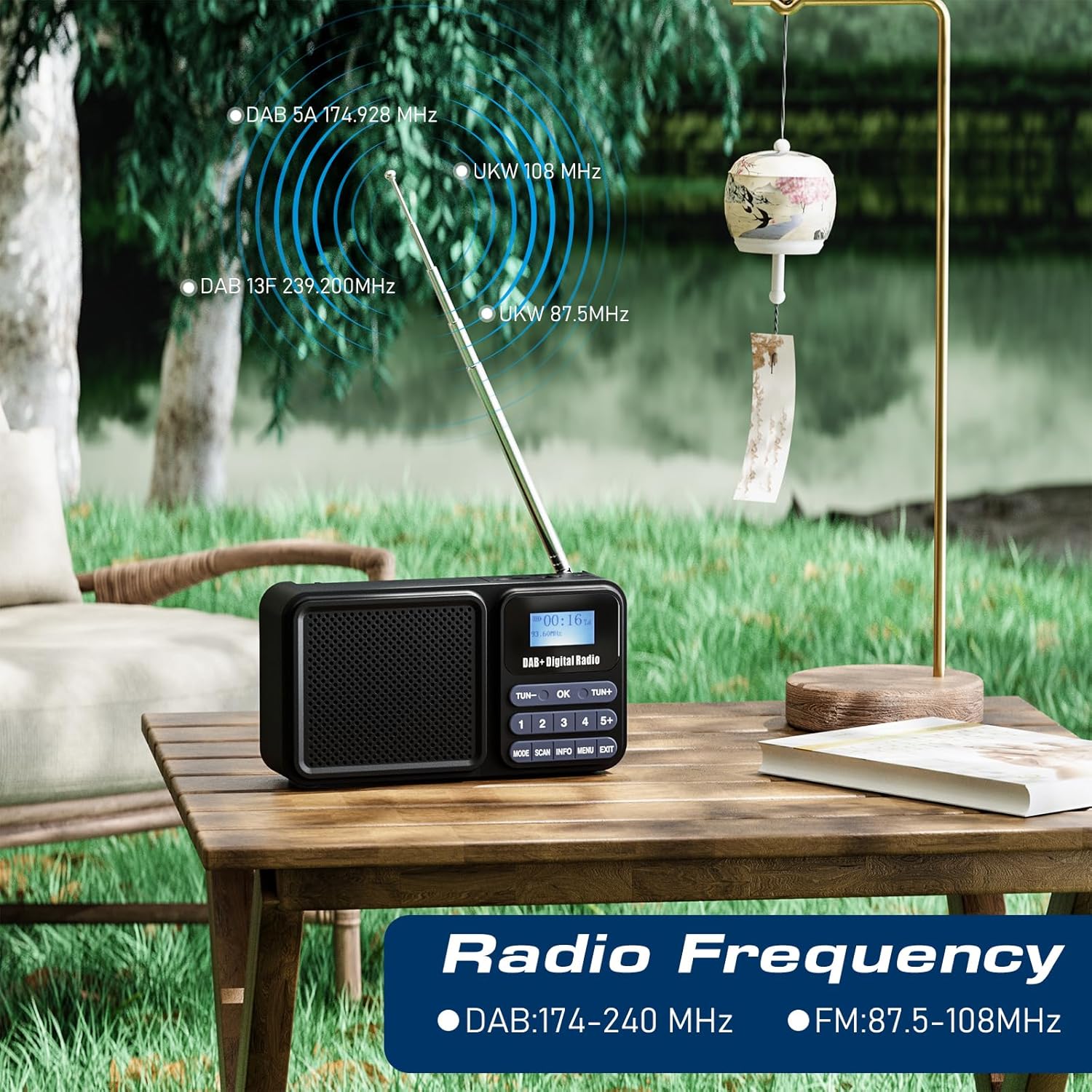 Gallypek Tragbares DAB-Radio, DAB Plus UKW-Radio mit Bluetooth 5.0 und 80 Voreinstellungen, Küchenradio mit Kabel- oder 2200-mAh-Batteriebetrieb, unterstützt Solar- und USB-Aufladung, USB-Flash-Laufwerk/TF/AUX-Verbindung – Bild 5
