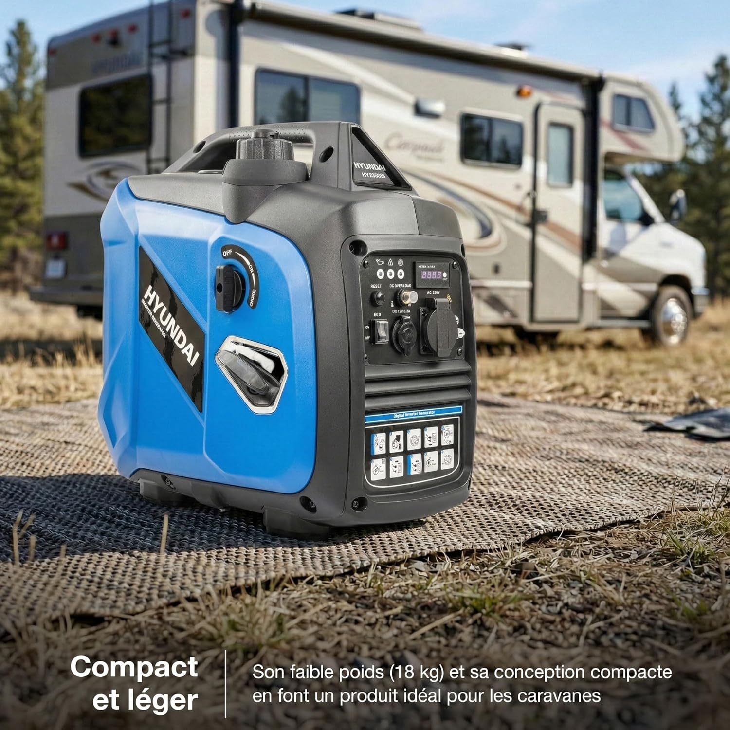 Hyundai 2000 W/1800 W kontinuierlicher Benzin-Generator mit reinem Sinus-Wechselrichter, EU-Stecker, 3 Jahre Garantie – HY2350Si-EU – Bild 3