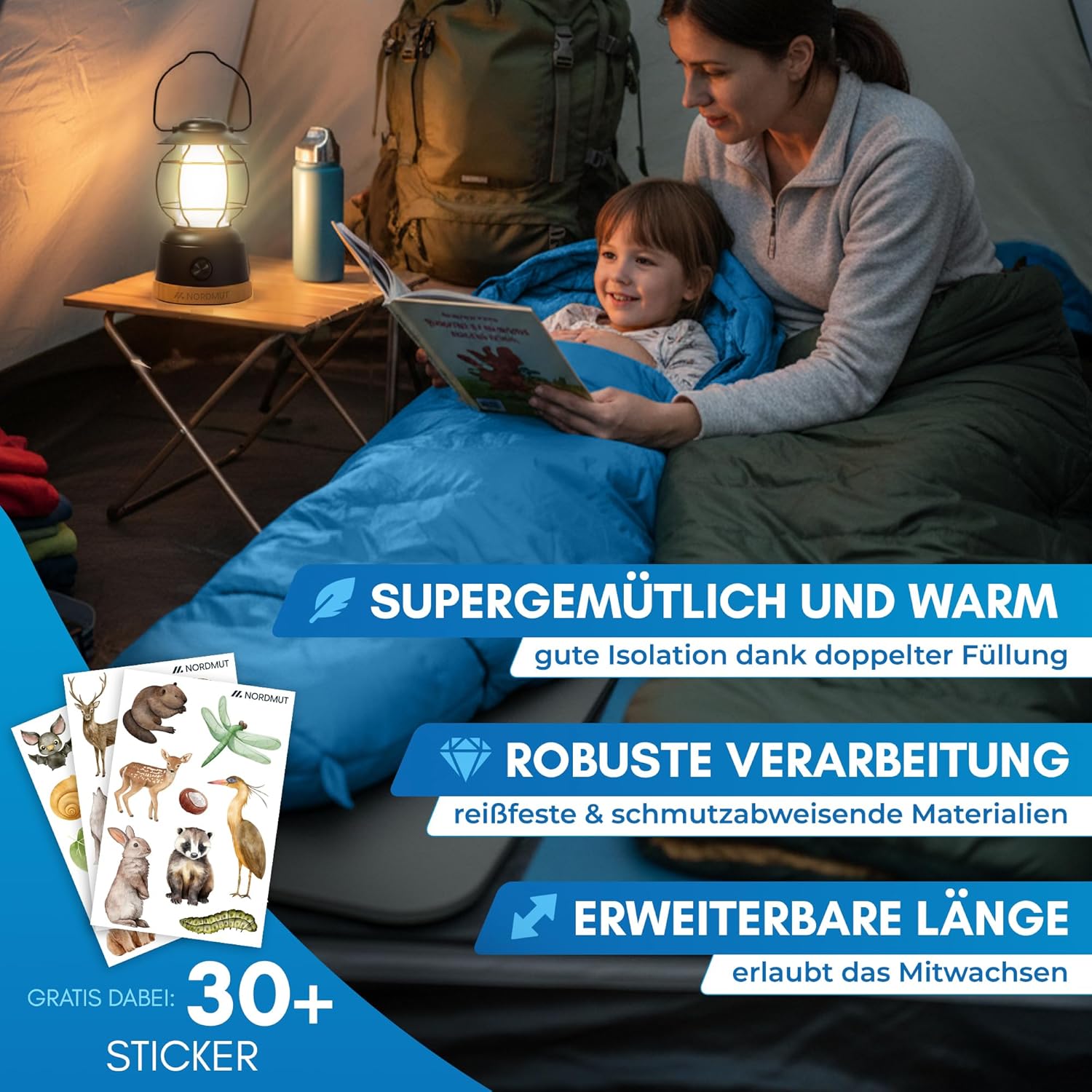 Mitwachsender Kinderschlafsack von NORDMUT für zuverlässigen Kälteschutz – Kinderschlafsack aus ungiftigen Materialien – 3-Jahreszeiten-Kinderschlafsack (200 GSM) für Outdoor-Abenteuer – Bild 8