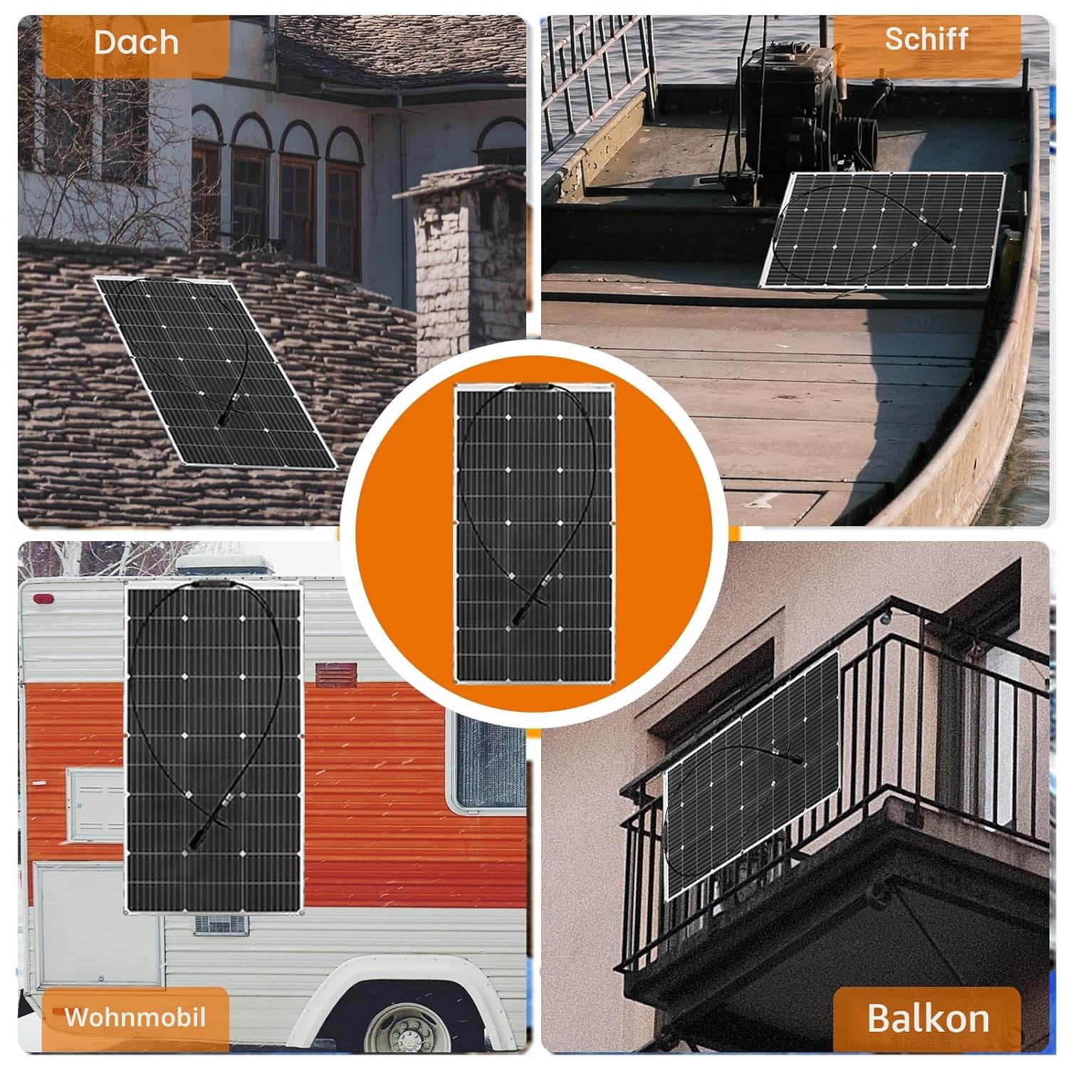 100W 18V Solarpanel Flexibles monokristallines flexibles Solarmodul für 12V-Batterien, Wohnmobile, Camper, Vans, Boote, Balkone und andere unebene Oberflächen – Bild 6