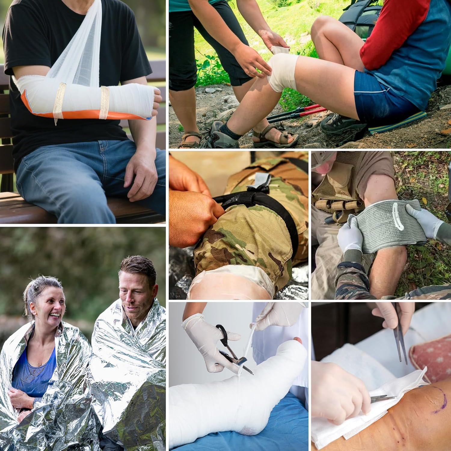 Erste-Hilfe-Set für den Außenbereich, 46-teilig, medizinische taktische Tasche, Erste-Hilfe-Trauma-Set, Erste-Hilfe-Set Militär, Notfall-Trauma-Überlebensausrüstung für Camping, Wandern, Zuhause (grün) – Bild 6