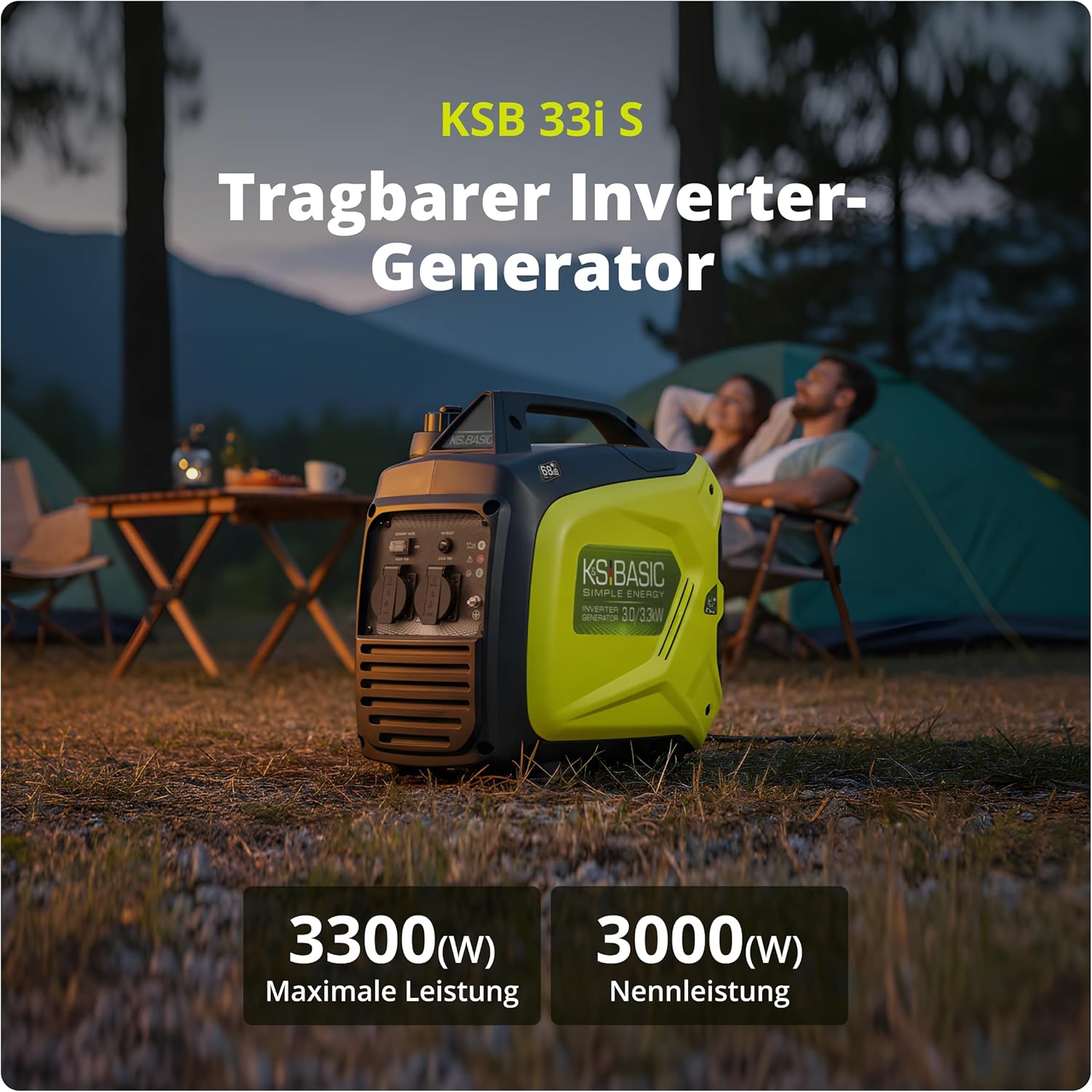 K&S BASIC KSB 33i S Inverter Benzingenerator 3,3 kW, Stromgenerator Inverter hat stabile Ausgangsspannung, schallisoliertes Gehäuse, Benzin-Notstromgenerator mit 100% Kupferwicklung, Generator Inverter – Bild 2