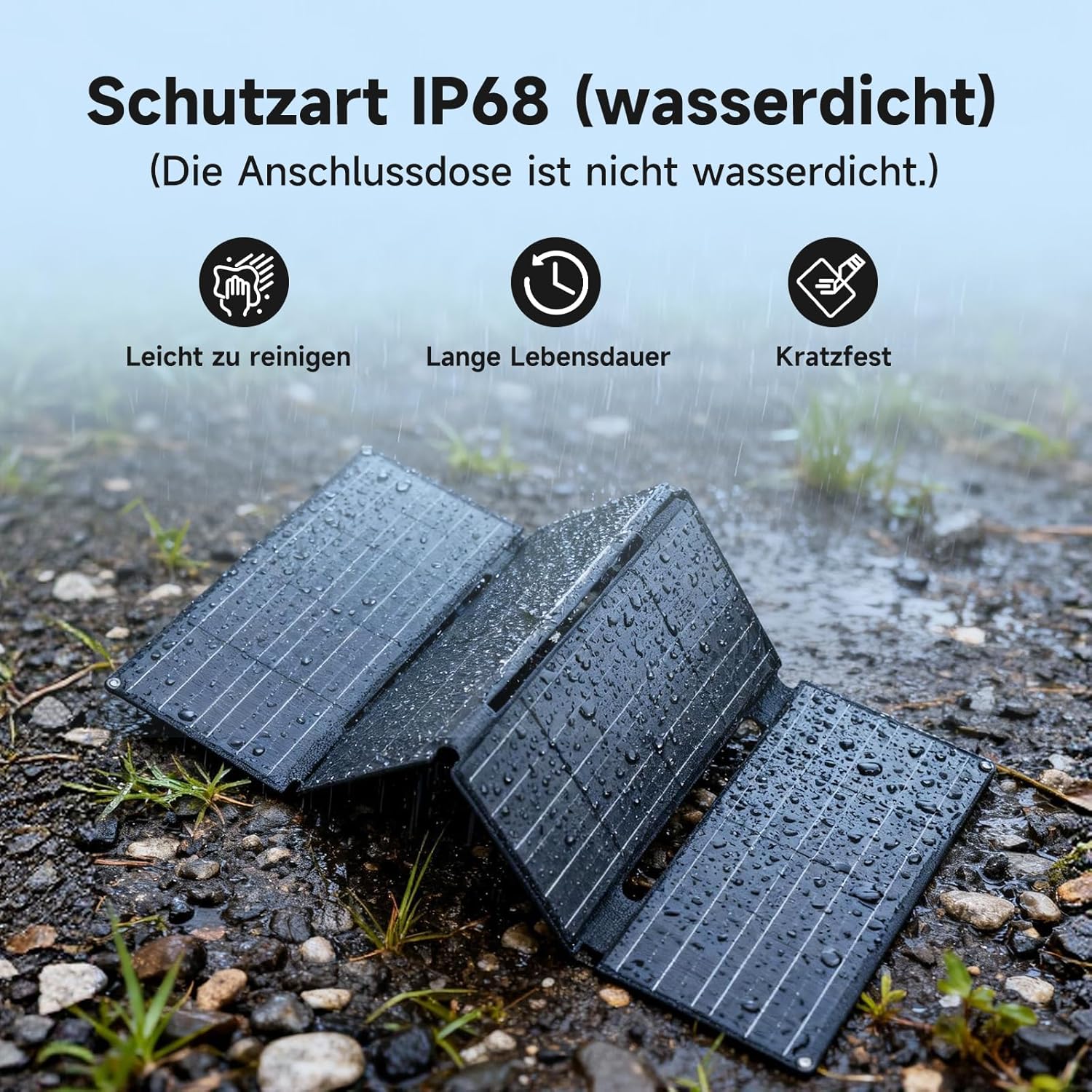 ALLPOWERS SE60 60W Solarpanel faltbar mit 3 Anschlüssen (USB-C+USB-A+DC), IP68 wasserdichtes tragbares Solarladegerät, Handy-Solarpanel Outdoor für Smartphone Mobile Power Bank Camping Wandern Outdoor – Bild 8