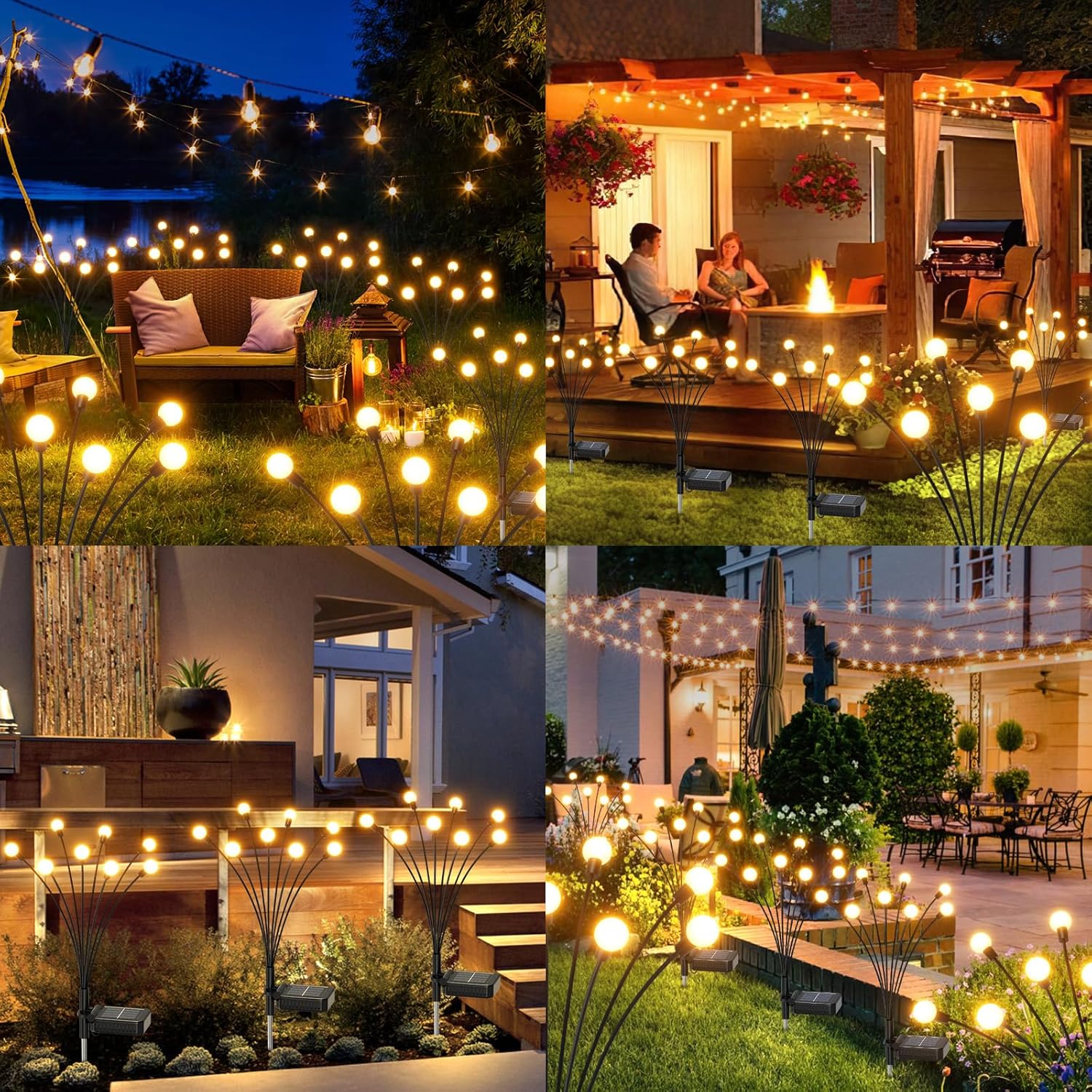 GEARLITE Firefly-Solarleuchten für den Garten im Freien, 4 Stück, 32 LEDs, superhell, 2 Lichtmodi, Firefly-Solarleuchten für den Außenbereich mit warmweißem Licht, IP65, wasserdicht, Schaukel-Gartendekoration für Weg, Hof – Bild 7