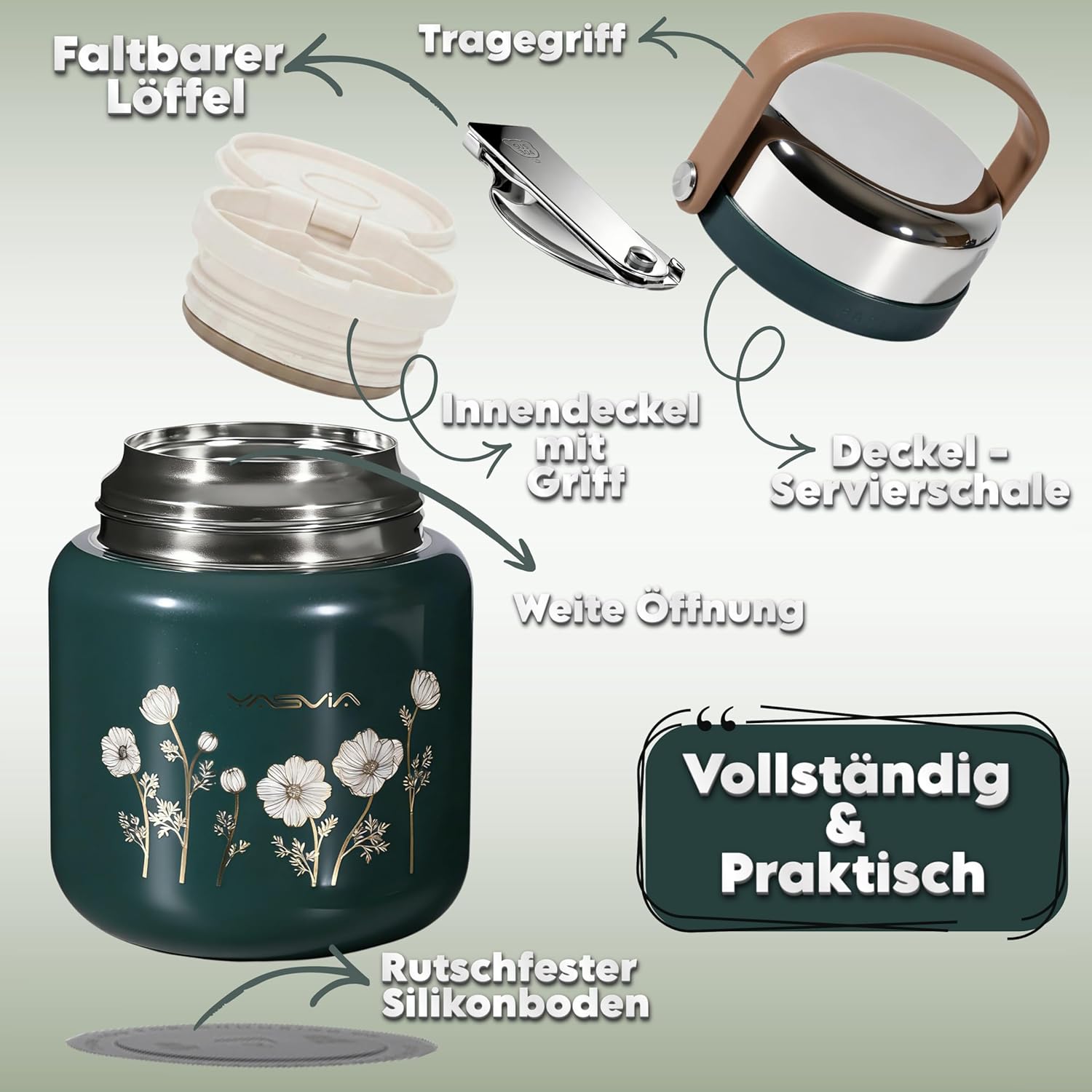 Thermobehälter für Lebensmittel 650 ml – Premium 316 Edelstahl Warmhaltebehälter mit Löffel – Auslaufsicherer Lunchtopf & Suppenbehälter to Go – Isolierte Lunchbox für Büro, Uni & Freizeit – Bild 2