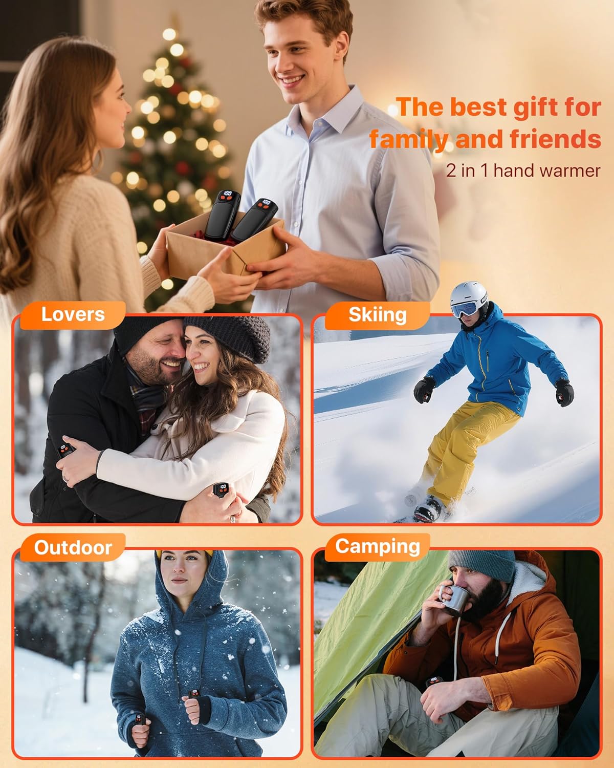 Handwärmer, wiederaufladbar, 2er-Pack, LED-Digitalanzeige, schnelles Aufheizen, 5 Heizstufen, geeignet für Pendler, Studenten und Outdoor-Aktivitäten, erste Wahl für Geschenke für Männer und Frauen – Bild 7