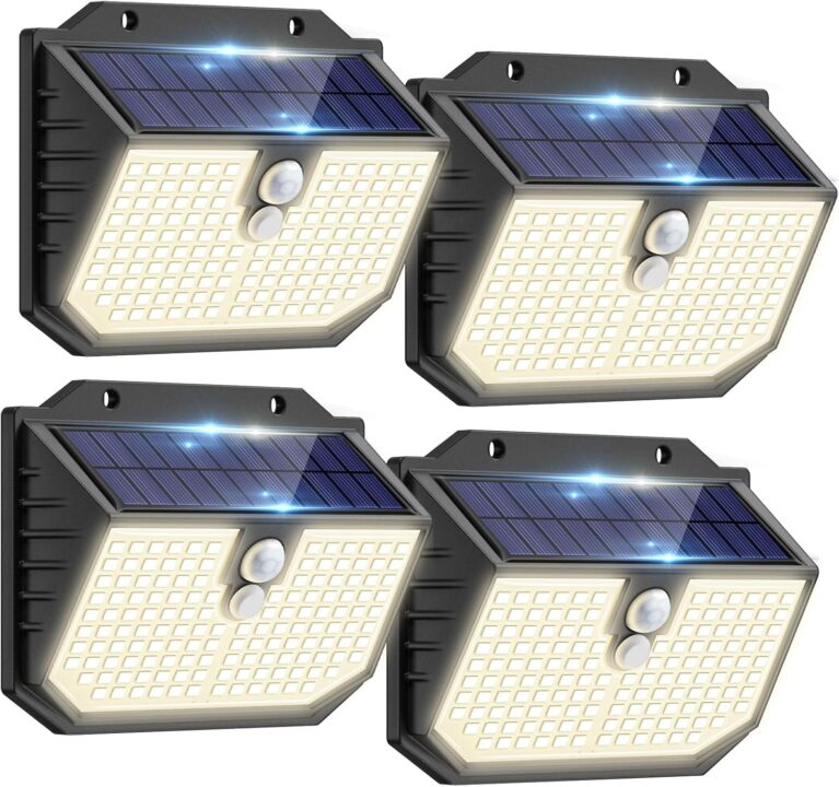 nipify Solarleuchten für den Außenbereich mit Bewegungsmelder, 3 Modi Solar-Bewegungsmelder Außen, IP65 wasserdichte Außenleuchte, 138 superhelle LED-Solarleuchten, Outdoor für Garten, Garage, Hof, Stufen (4 Stück)