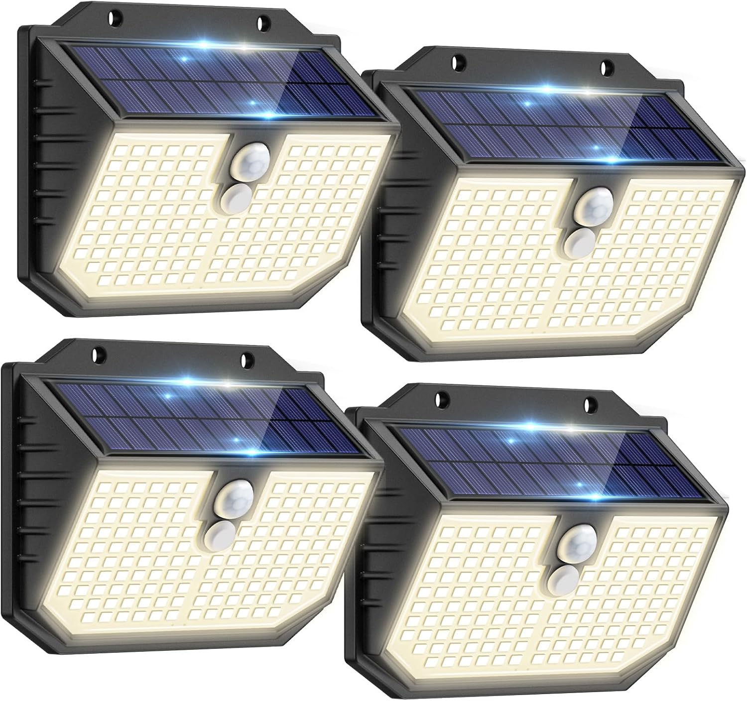 nipify Solarleuchten für den Außenbereich mit Bewegungsmelder, 3 Modi Solar-Bewegungsmelder Außen, IP65 wasserdichte Außenleuchte, 138 superhelle LED-Solarleuchten, Outdoor für Garten, Garage, Hof, Stufen (4 Stück)