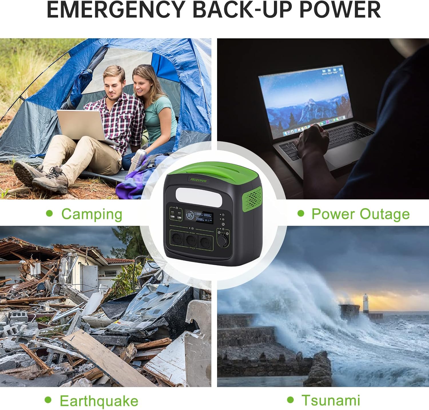 Tragbares Kraftwerk mit faltbarem tragbarem Solarpanel 100 W, 483,84 Wh Solargenerator mit 230 V/700 W AC-Steckdosen, LiFePO4-Batterien, 100 W Solarpanels für Camping, Wohnmobil, Stromausfälle, Outdoor – Bild 4