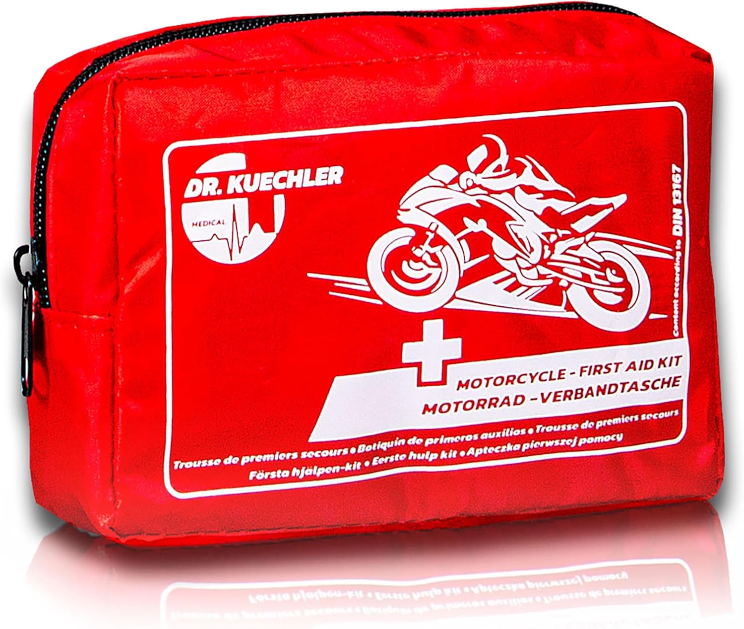 Dr. KUECHLER Medical Motorrad, Quad, Vespa, Fahrrad-Verbandskasten, Mini-Motorrad-Set, Verbandstasche, neueste DIN-Norm, für TÜV-Prüfung, Verbandskasten Motorrad, Motorradzubehör