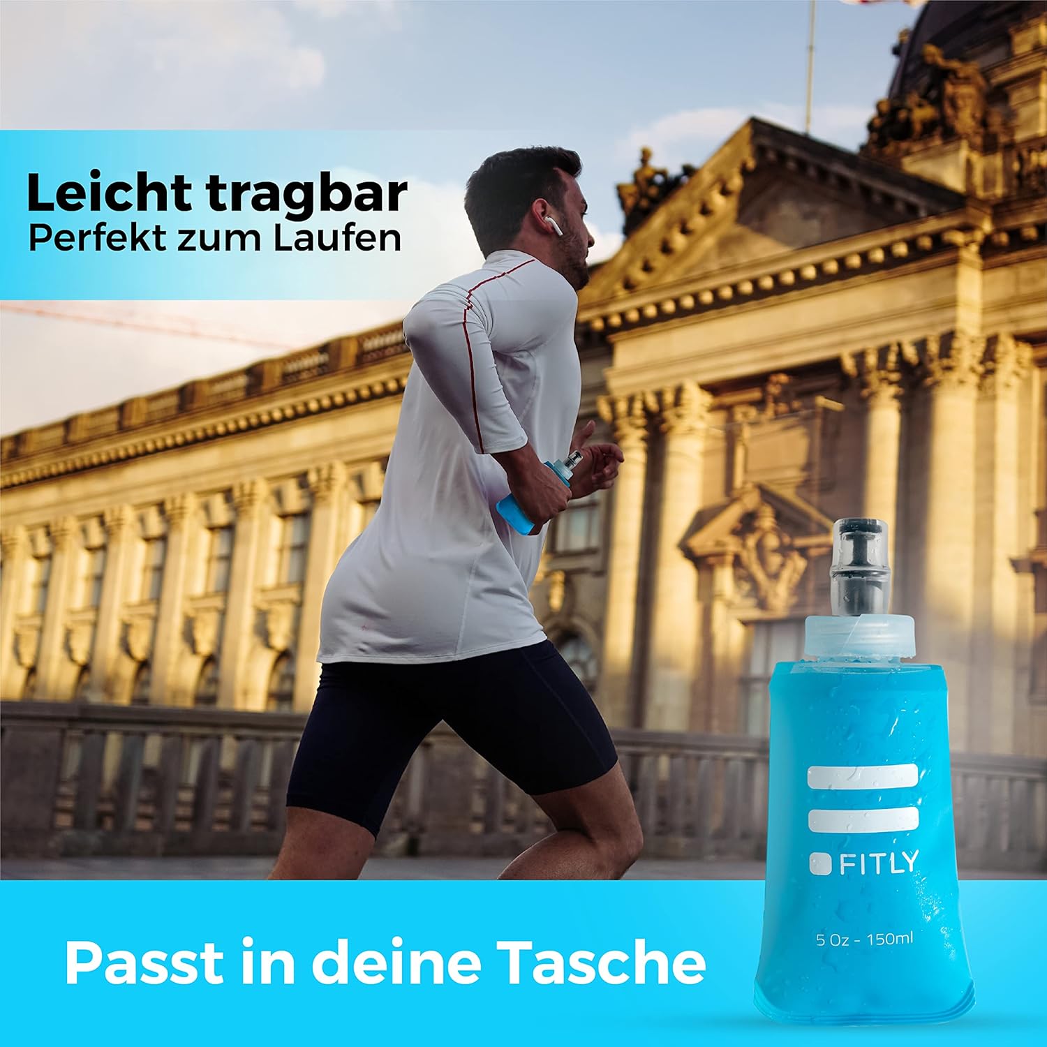 FITLY faltbare Wasserflasche – ideal zum Laufen, Wandern, Radfahren – Laufwasserflasche für Outdoor-Sportarten – Sportflasche zum Wandern – Wasserflasche für Trinkrucksack – Bild 6